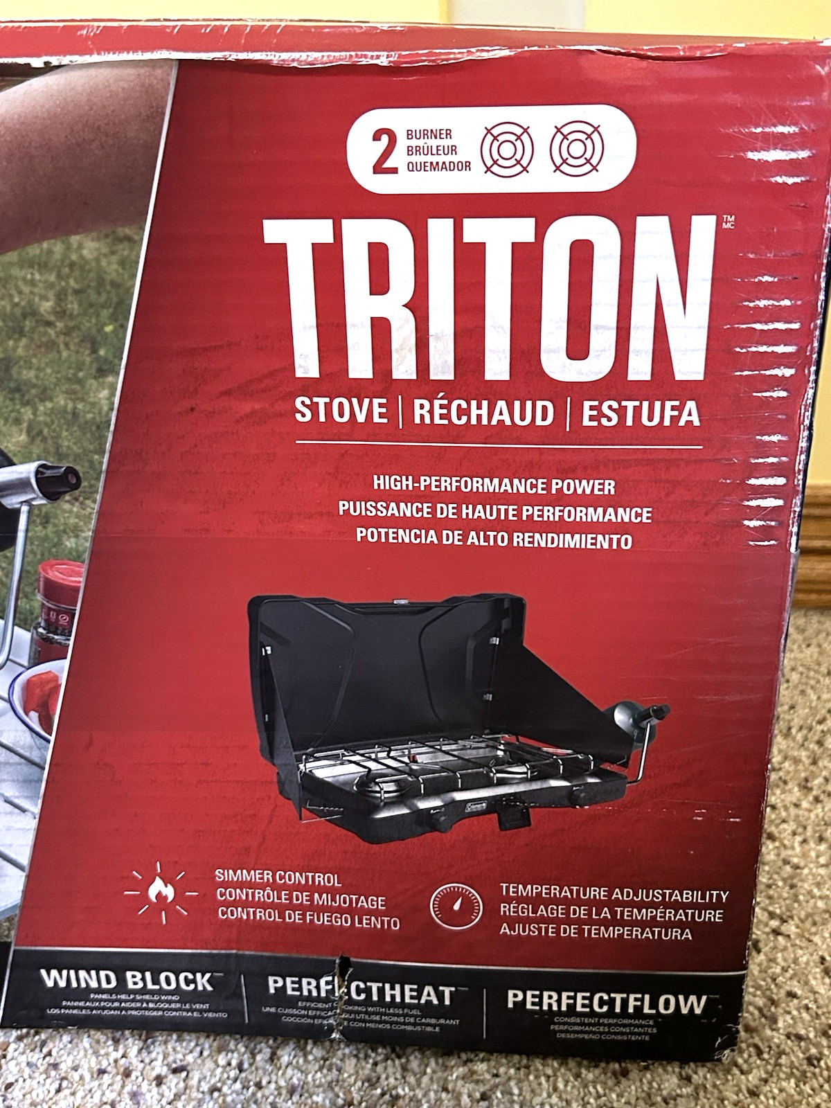Coleman Triton 2 Burner Portable Propane Camping Stove Matte Black 22000 Btu