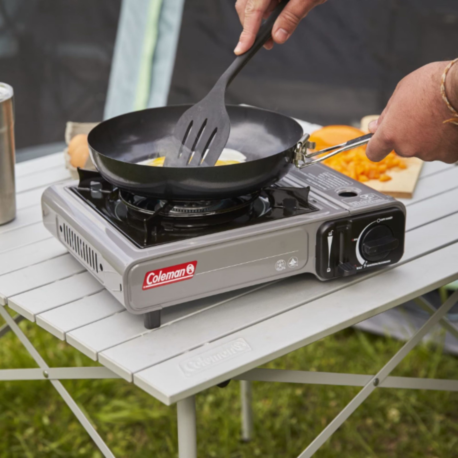 Tabletop Butane Gas Camping Stove, 1-Burner, Gray