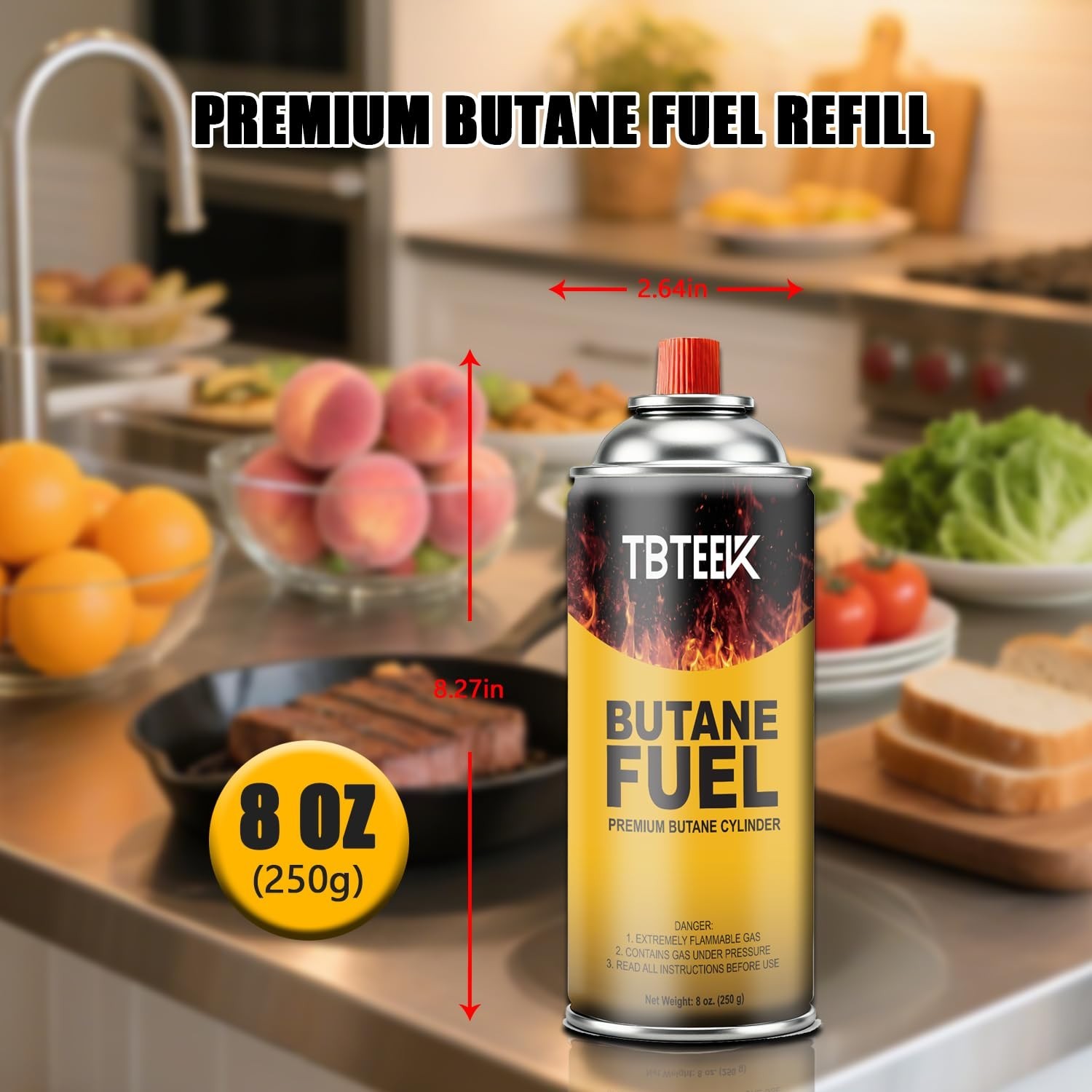 Butane Fuel Canister 4 Pack for Camping Stove, Emergency Use, Leak-proof Nozzle,