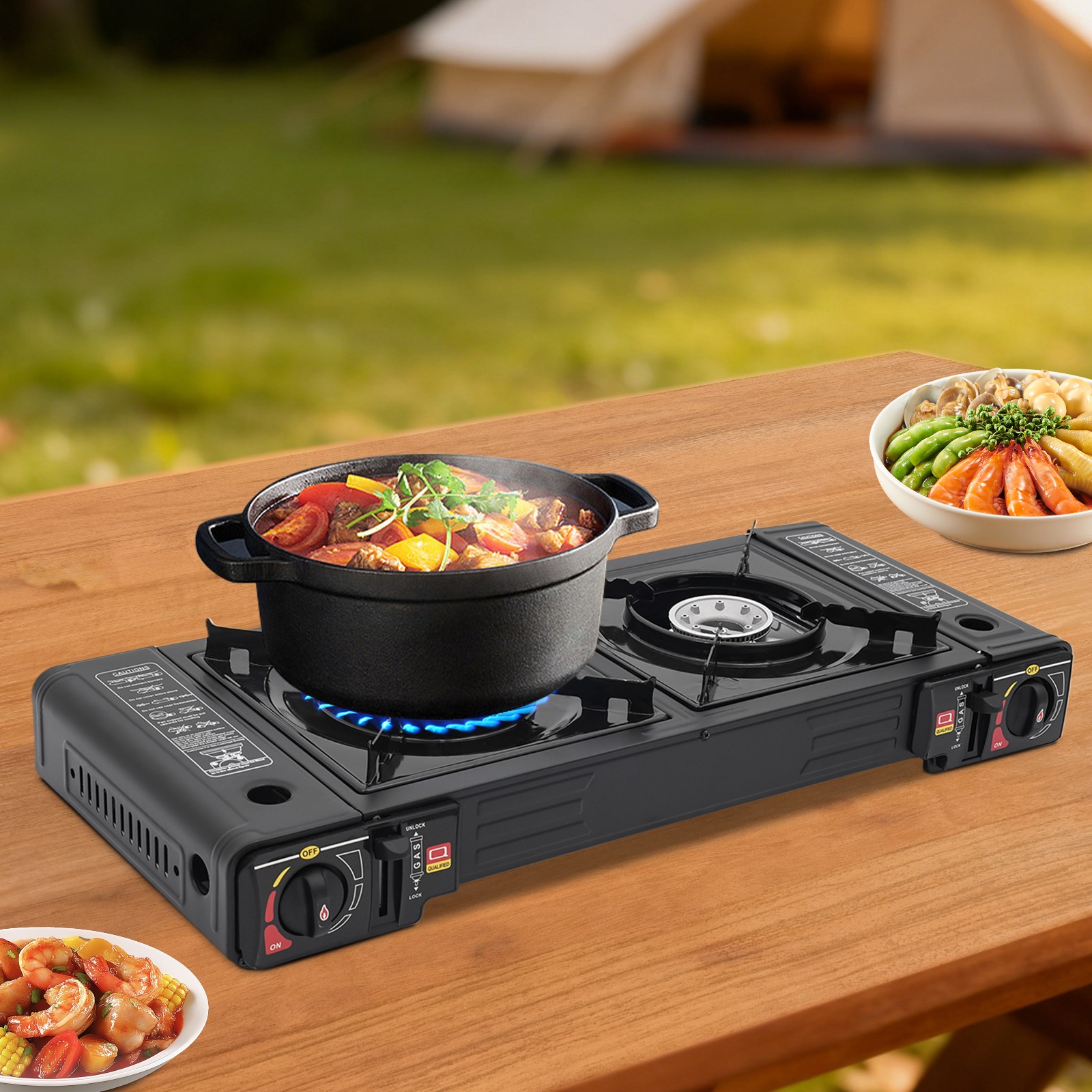 Double Burner Butane Stove Camping Stove Butane for indoor and outdoor use