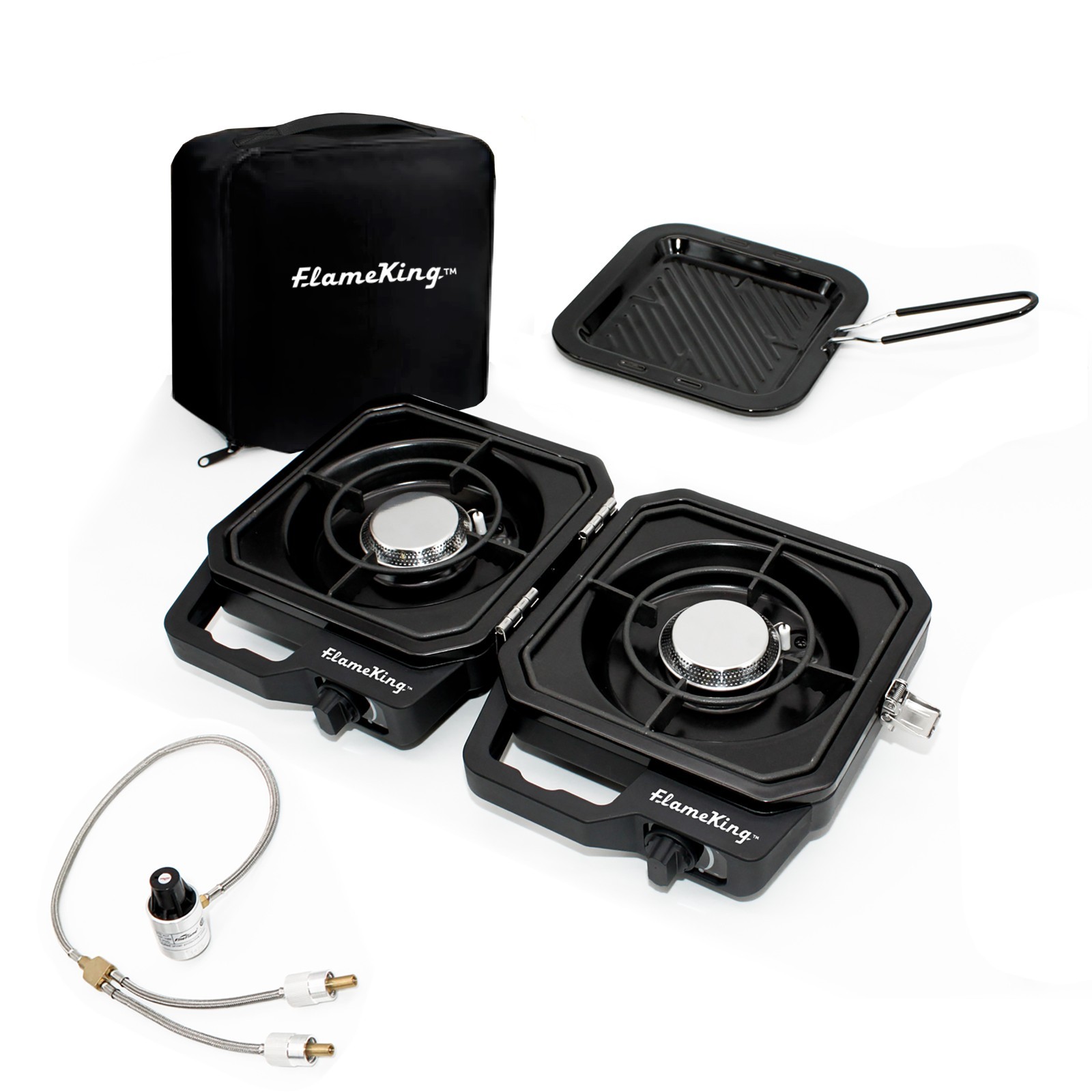 Foldable Dual Fuel Butane/Propane Camping Stove with Carry Case-Black
