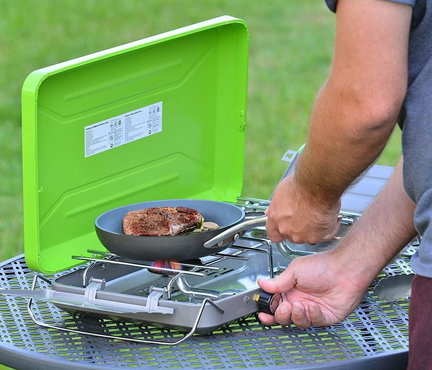 Triton 2-Burner Propane Camping Stove, Portable Camping with Adjustable Burners
