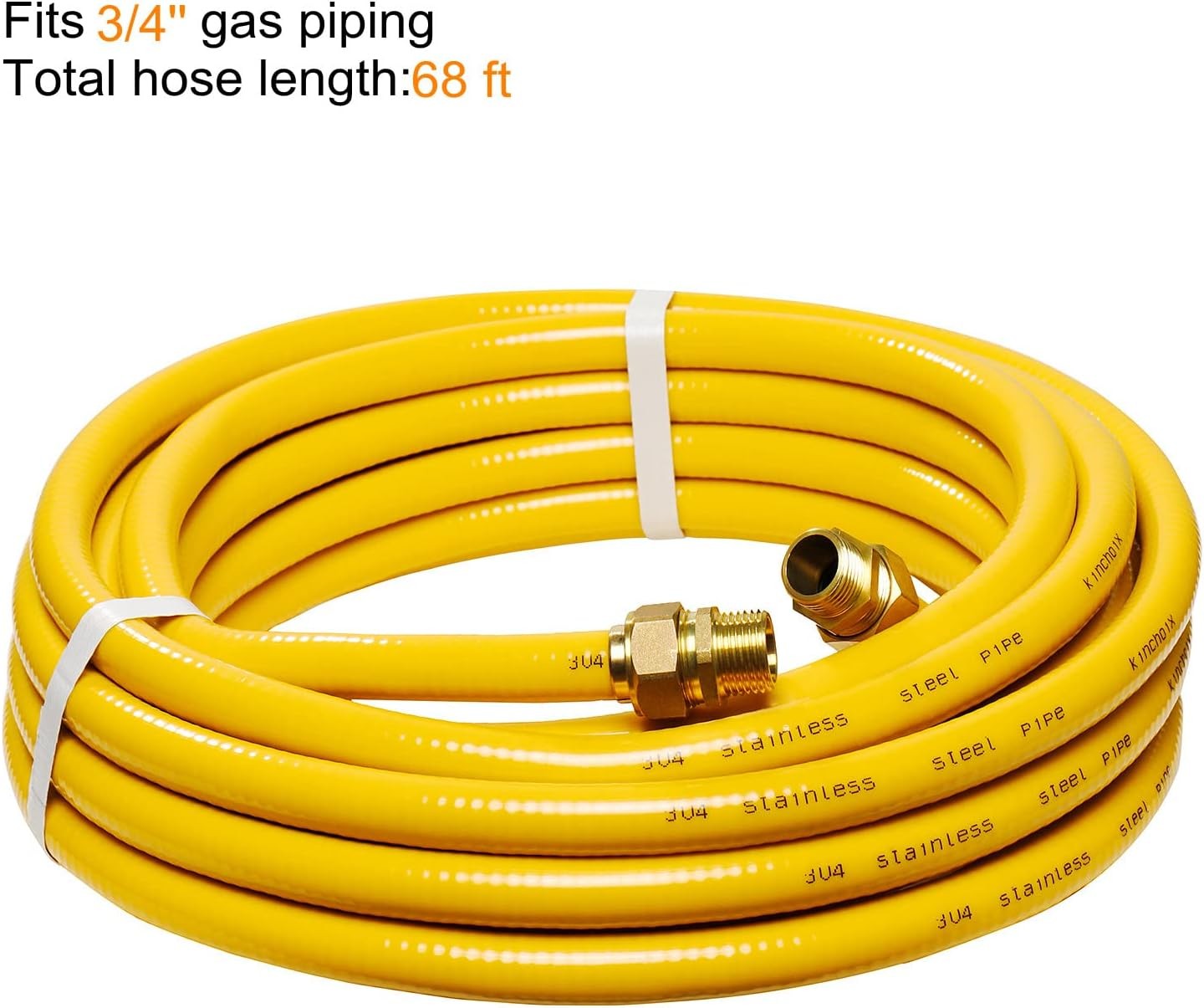 70ft 3/4” Gas Line CSST Flexible Stainless Steel 70 ft – 3/4", Yellow