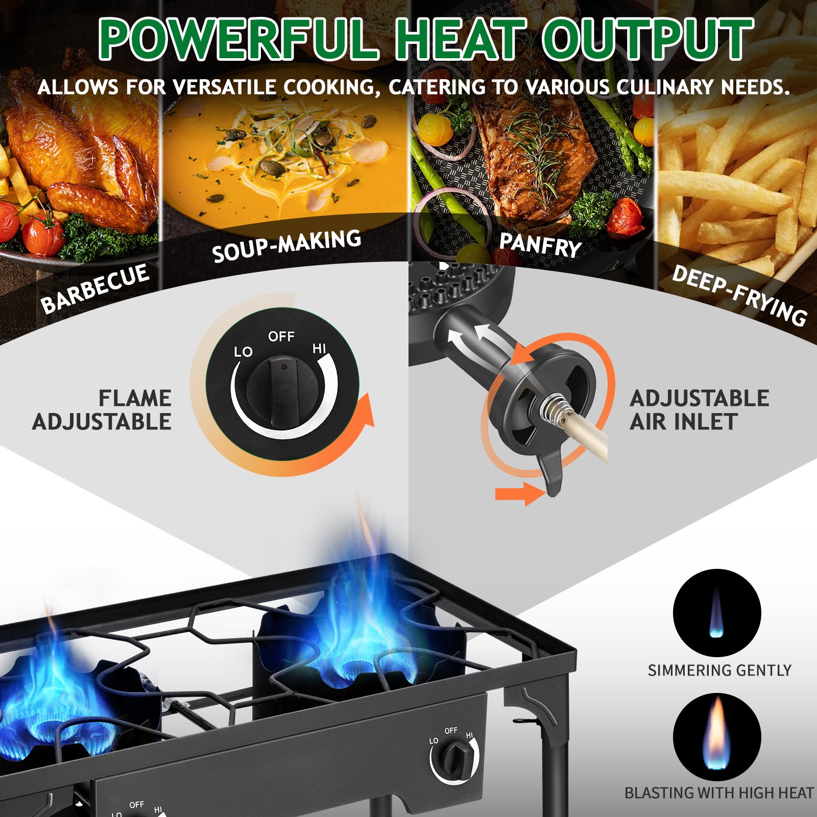 Professional Outdoor 150000 BTU Stove Propane 2 Burner Portable Cooker BBQ Grill