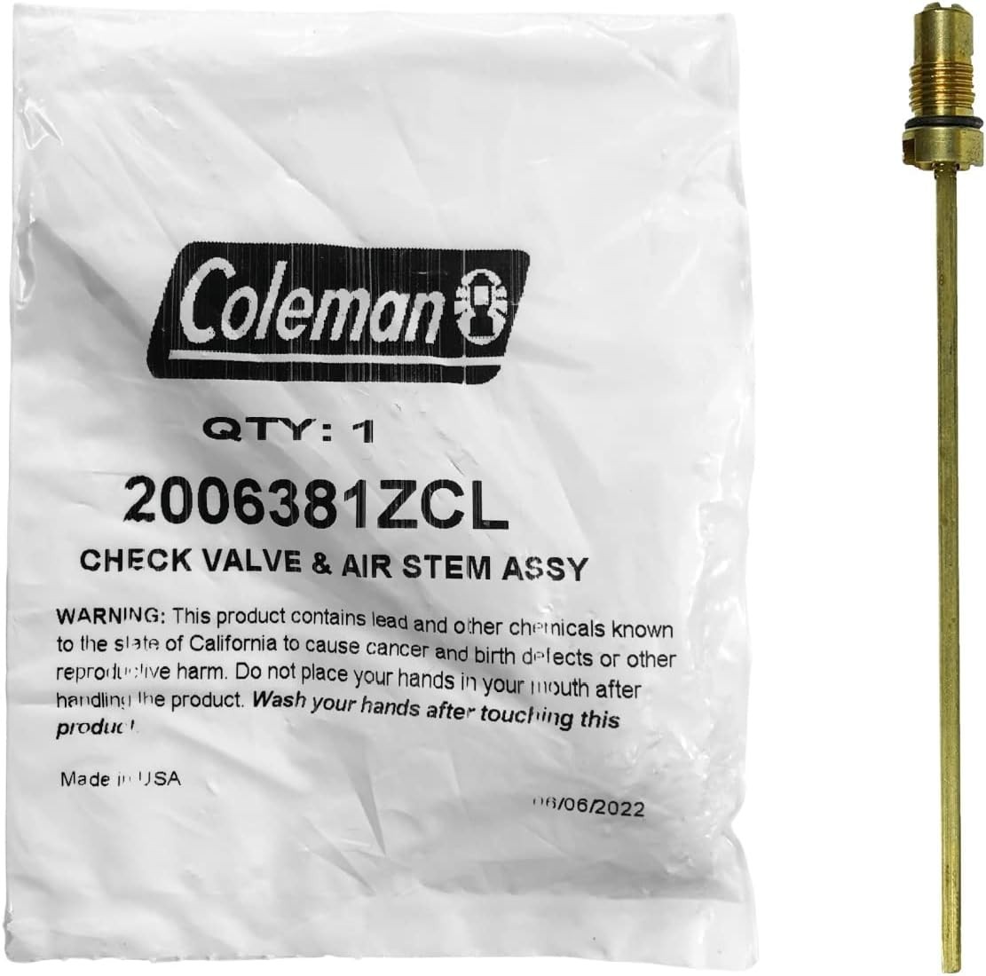 Genuine Brass Check Valve & Air Stem Assembly for Lanterns & Stoves – 200-6381