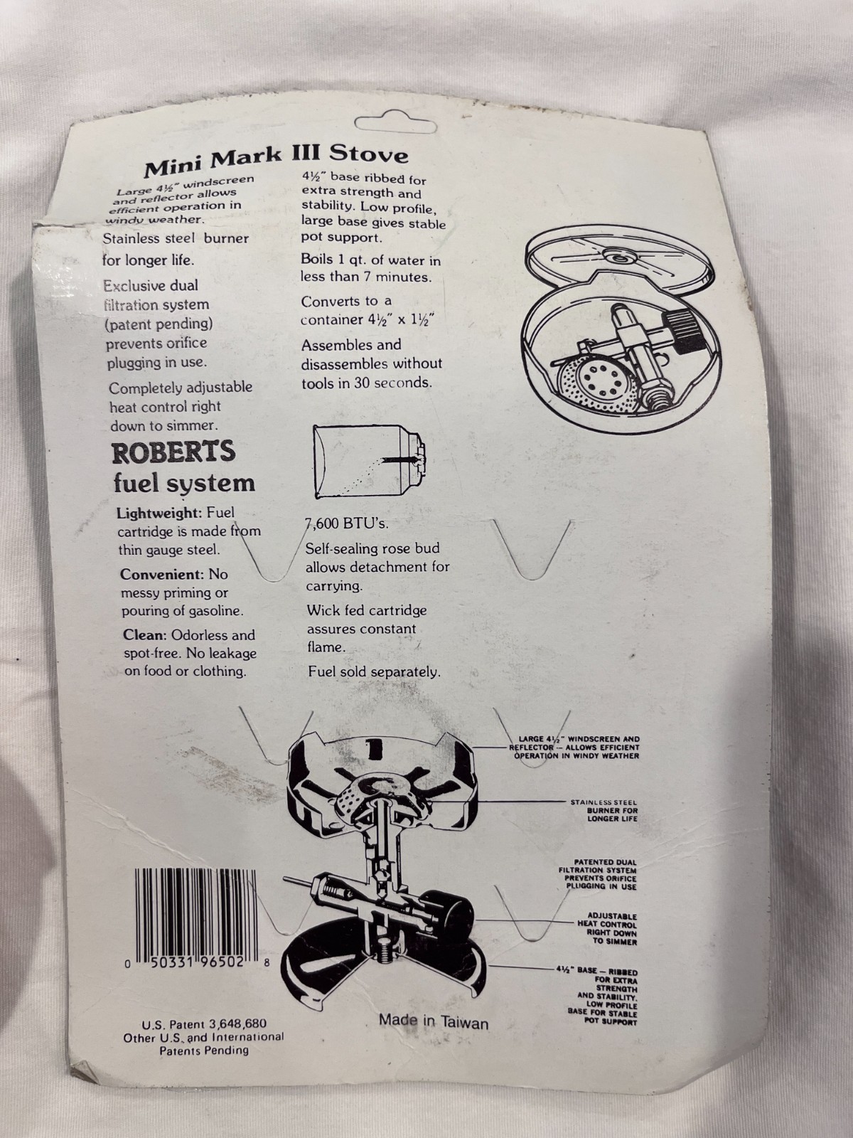 Roberts Mini Mark III Stove Camping Appliance Butane-New
