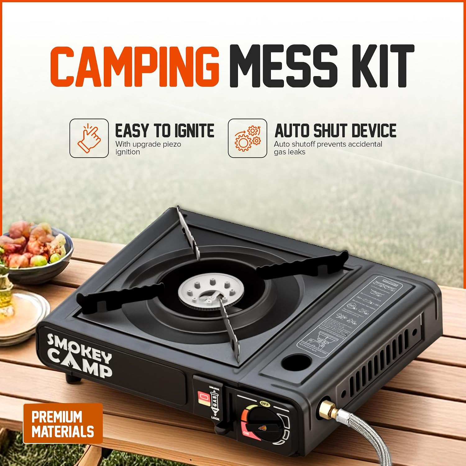 Portable Camping Stove, 3000W Dual Fuel Butane & Propane Gas Stove, Automatic Ig