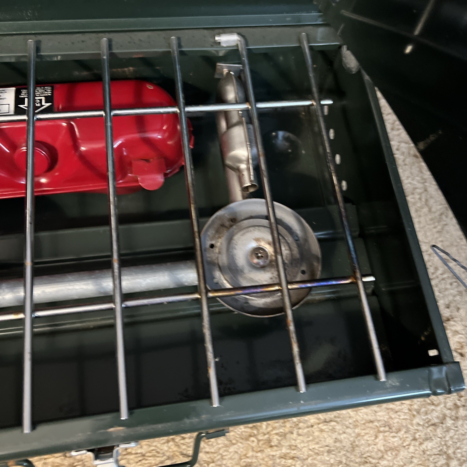Vintage Coleman 425F 2 Burner Camp Suitcase Stove W/Fuel Tank 12/88 Clean