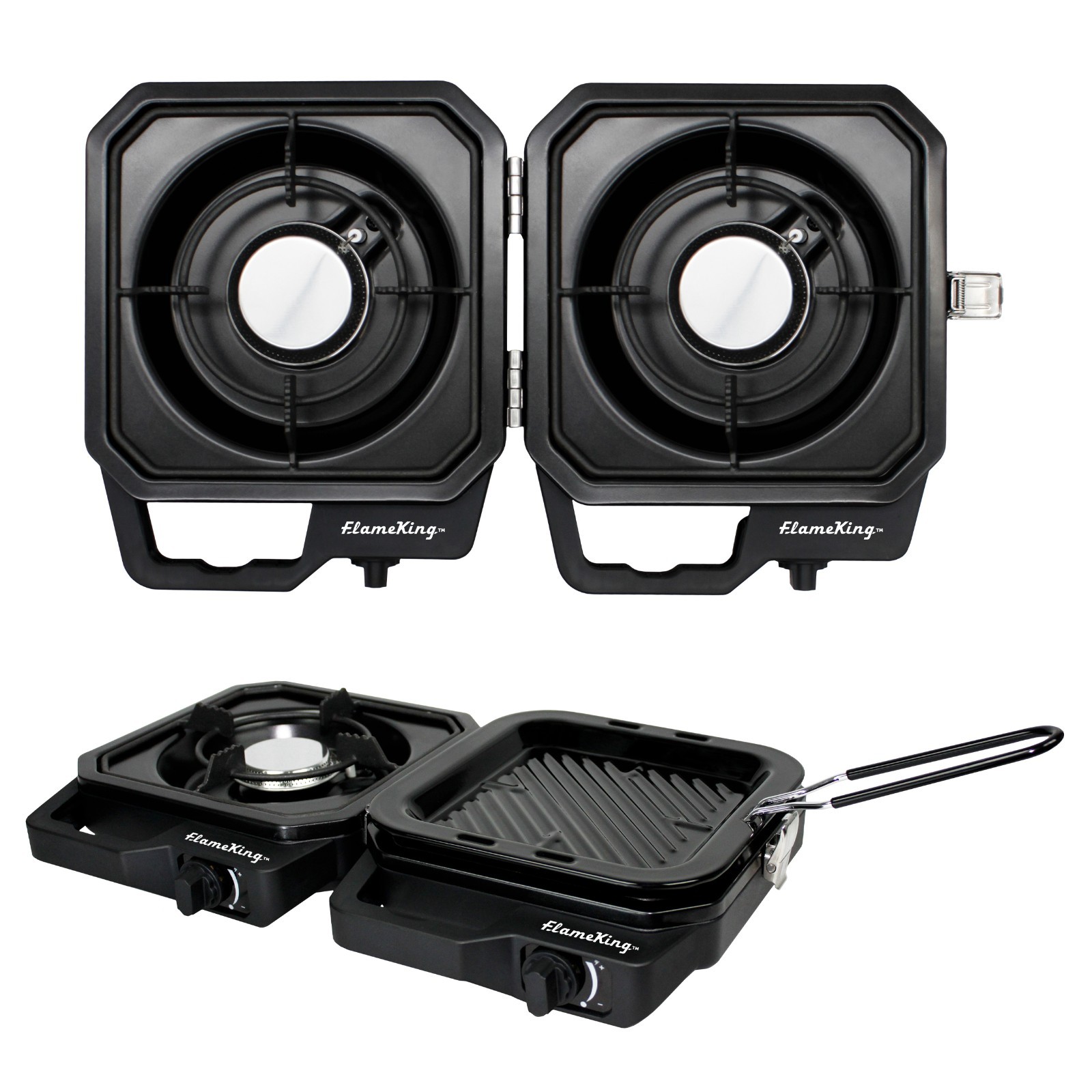 Foldable Dual Fuel Butane/Propane Camping Stove with Carry Case-Black