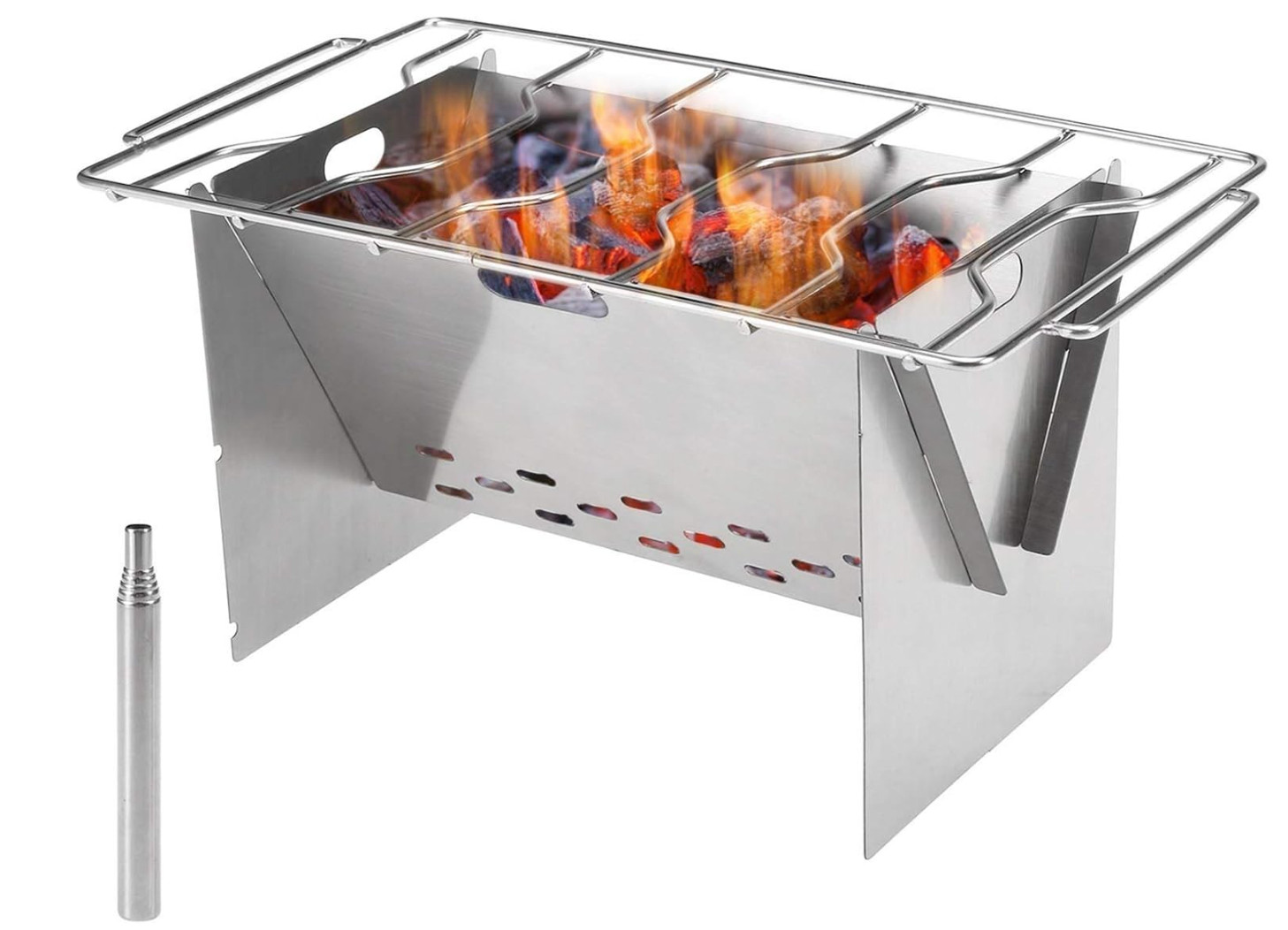 Ultralight Collapsible Outdoor Portable Folding Wood Stove Stainless Steel Grill