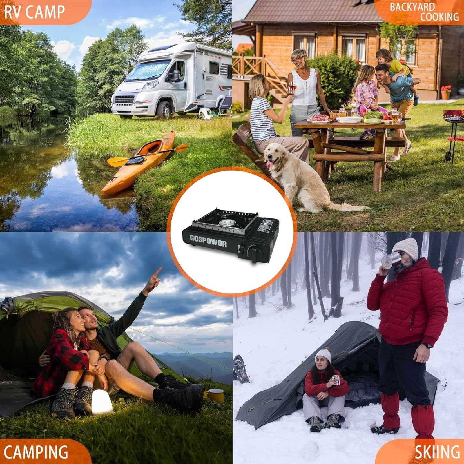 Propane or Butane Stove with Windblocker,Dual Fuel 10,000 BTU Propane Black