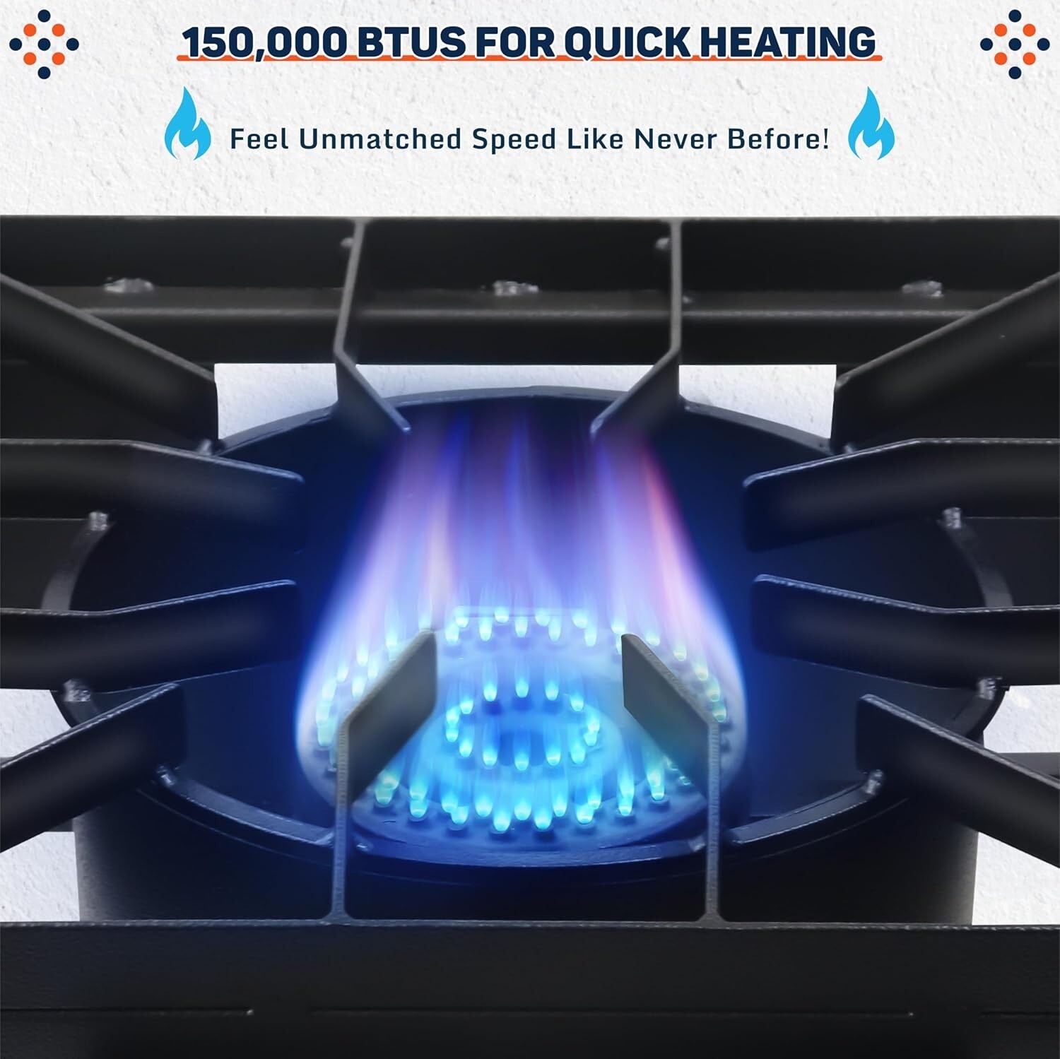 Double Burner Propane Stove – 1,50,000 BTU – with Detachable Legs & Side Shelf