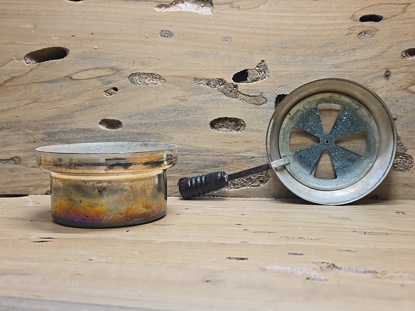 Antique Silver Plated Burner/Warmer With Wooden Handle C507