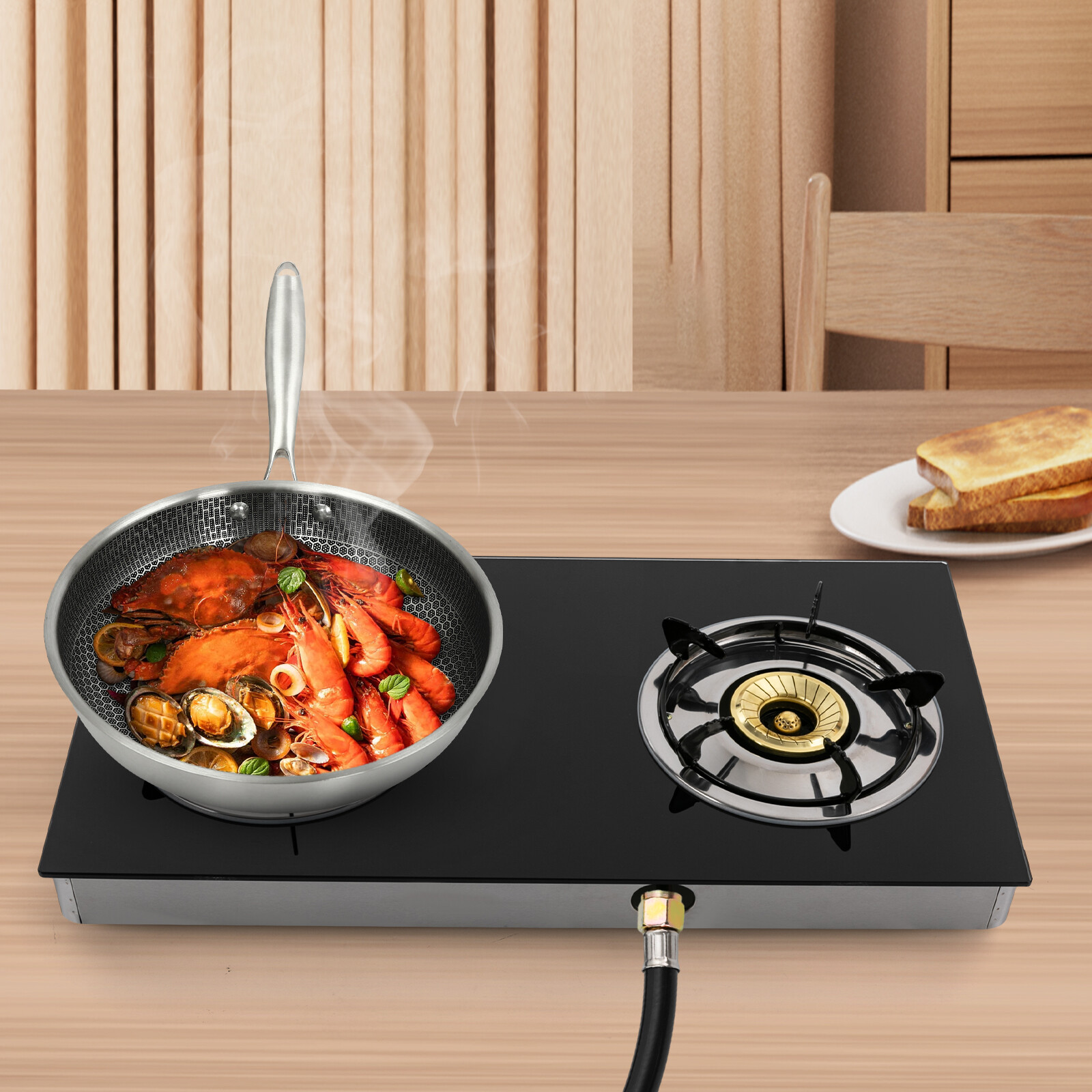 2-Burner Gas Stove Countertop Gas Stove Portable Auto Ignition LPG Stove Durable