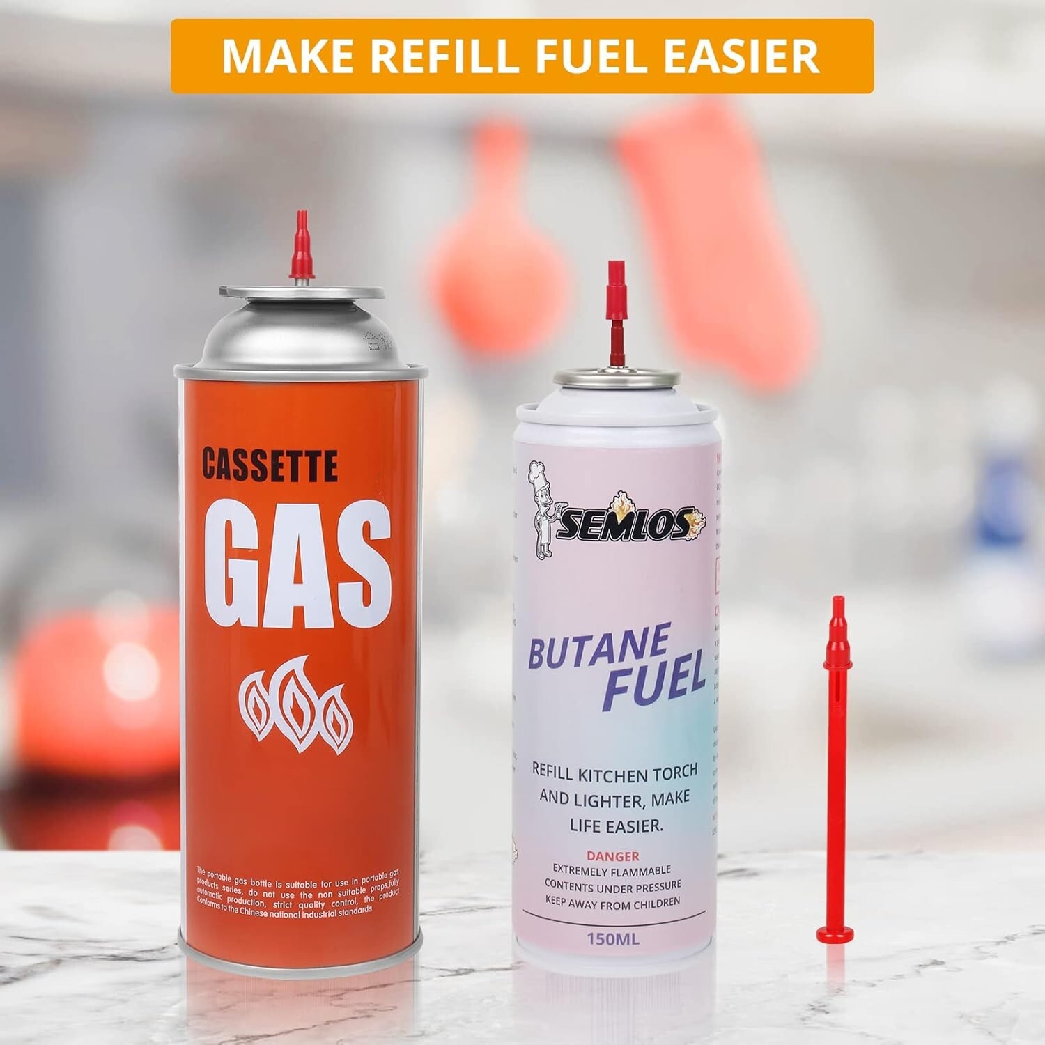 Multi-Purpose Butane Tank Adapter with 8 Refill Tips – Compact & Portable