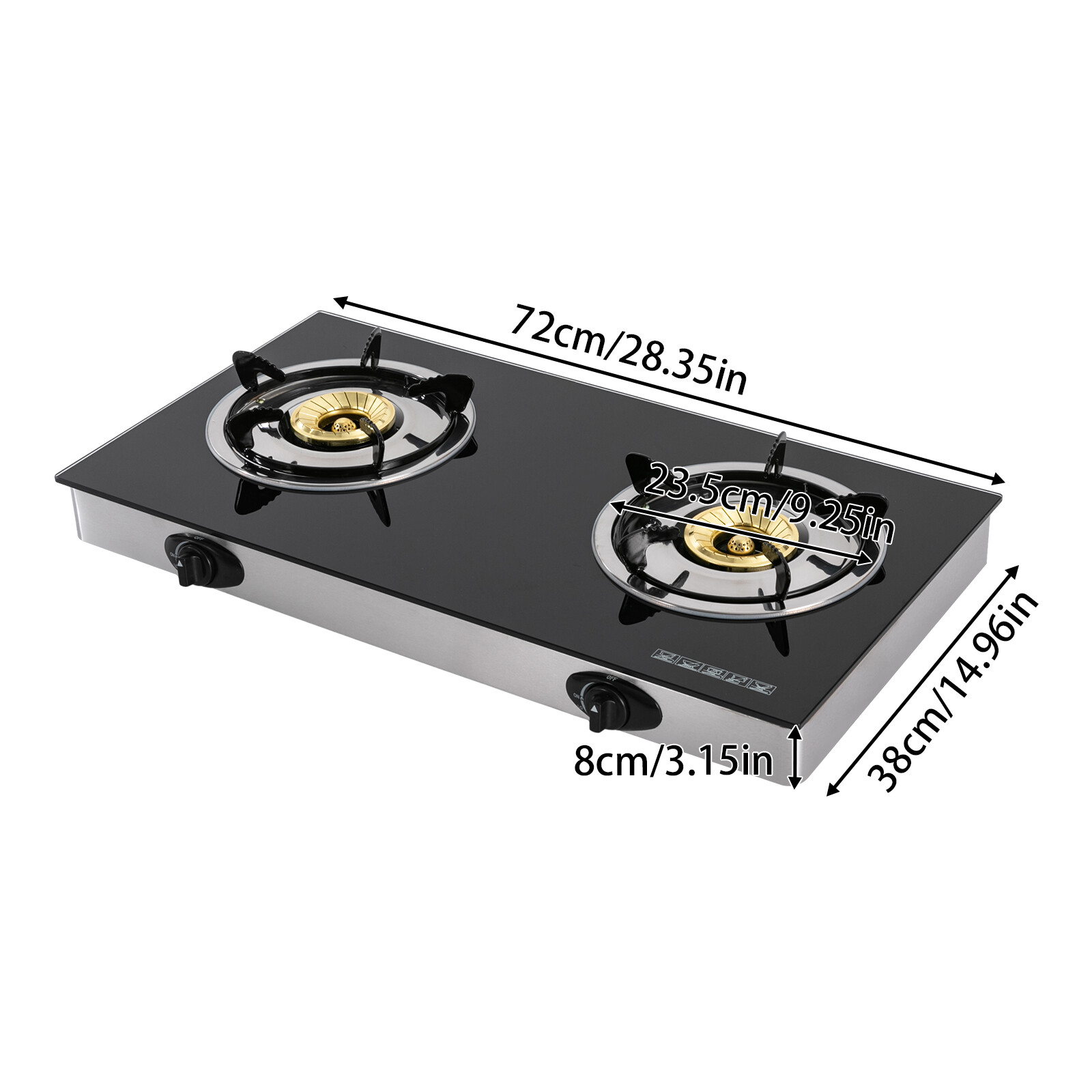 New Portable Auto Ignition LPG Stove 2-burner Gas Stove Countertop 2.5KW/h Black