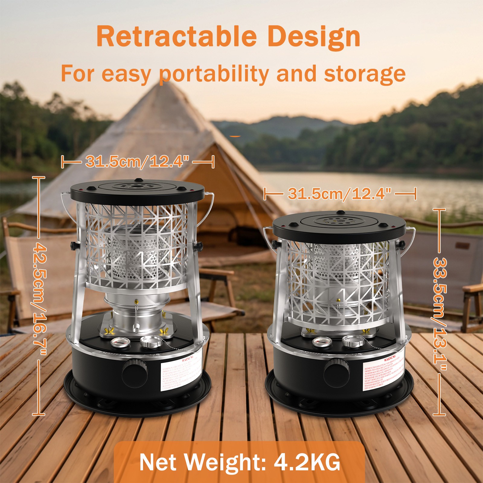2600W Portable Oil-fired Petroleum Heater Stoves Camping for Indoor Outdoor – 5L