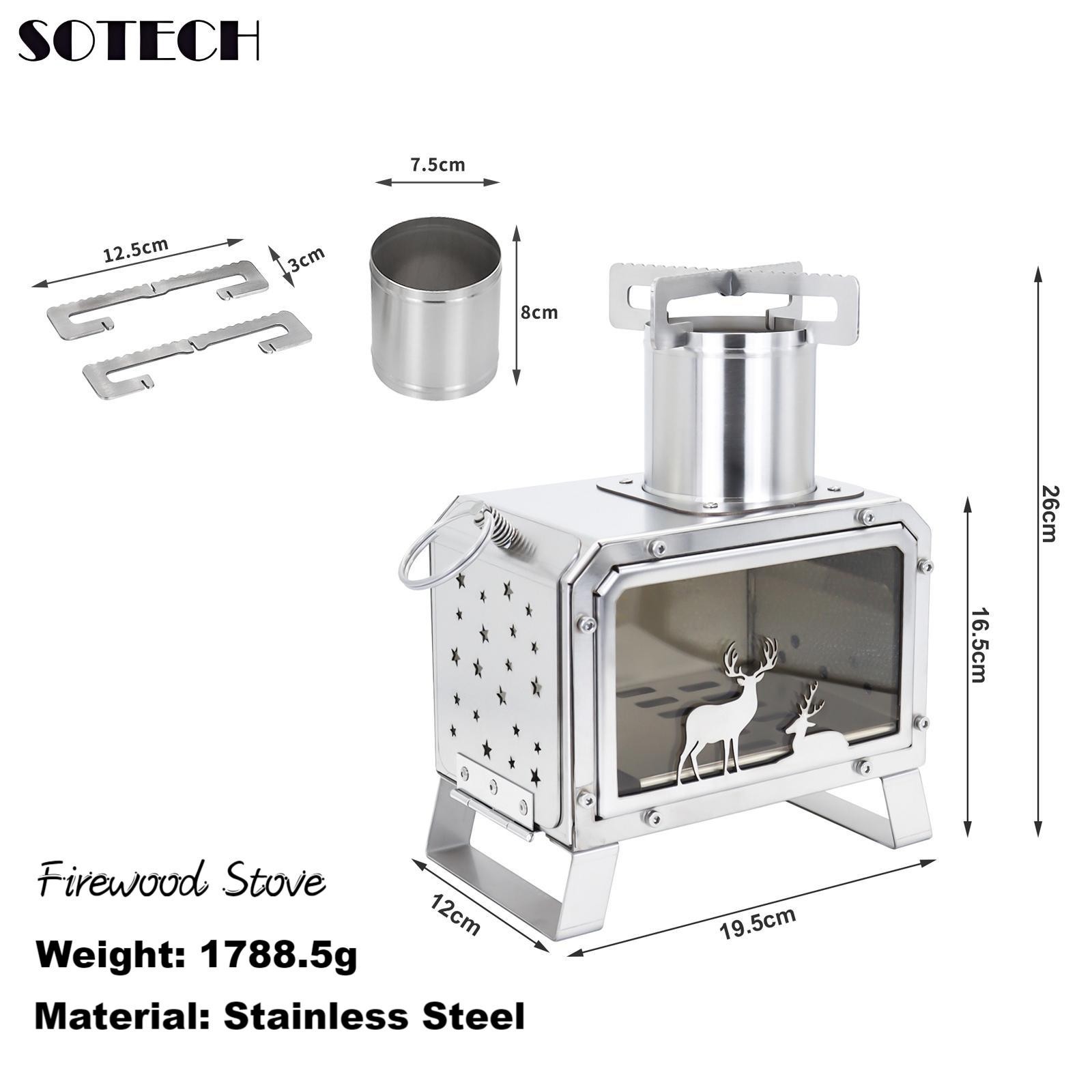 Portable Stainless Steel Camping Stove for Backpacking,Hiking,BBQ,Picnic Cooking