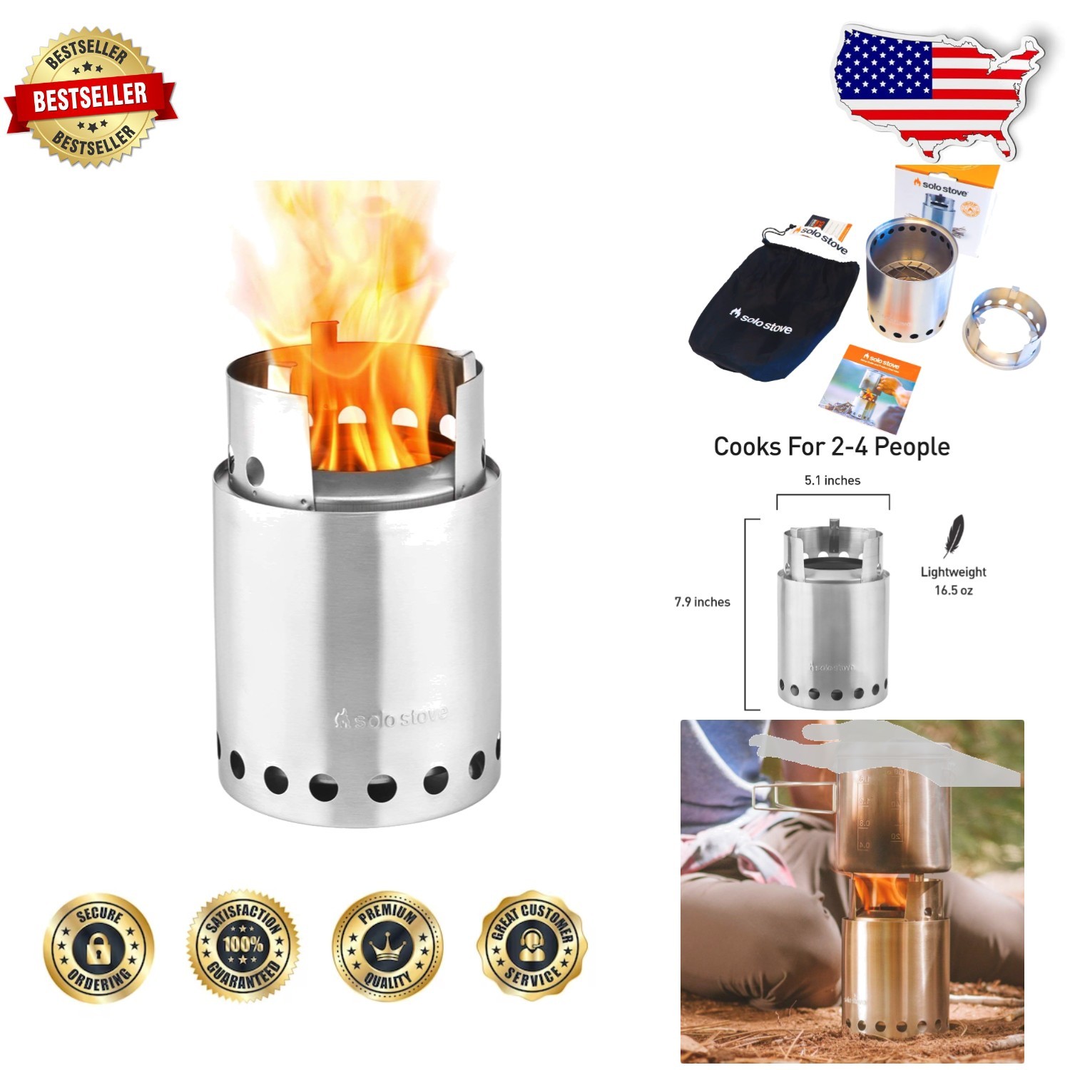 Titan Camping Stove Wood Fuel Patented Design Efficient Air Ventilation