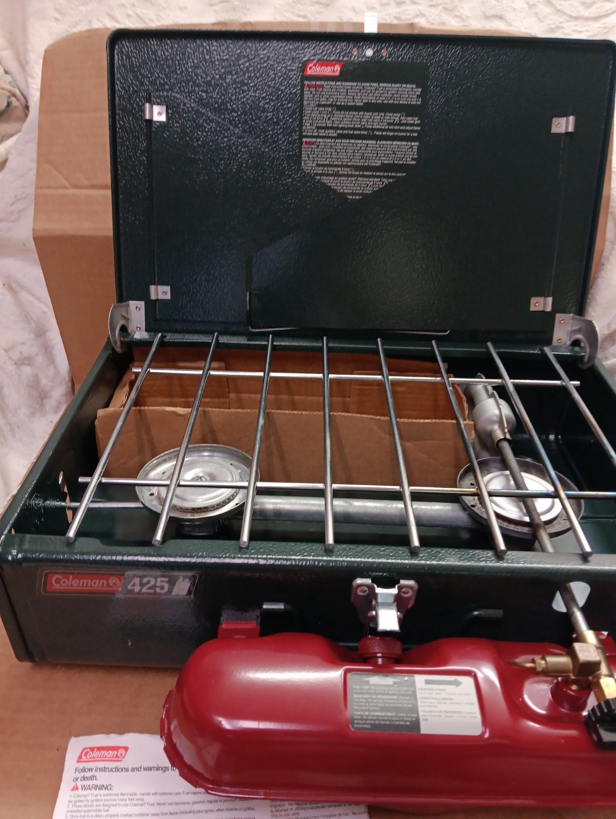1999 Coleman 425 Two Burner Gas Camp Stove Model 425F499T EXCELLENT FAST SHIPP