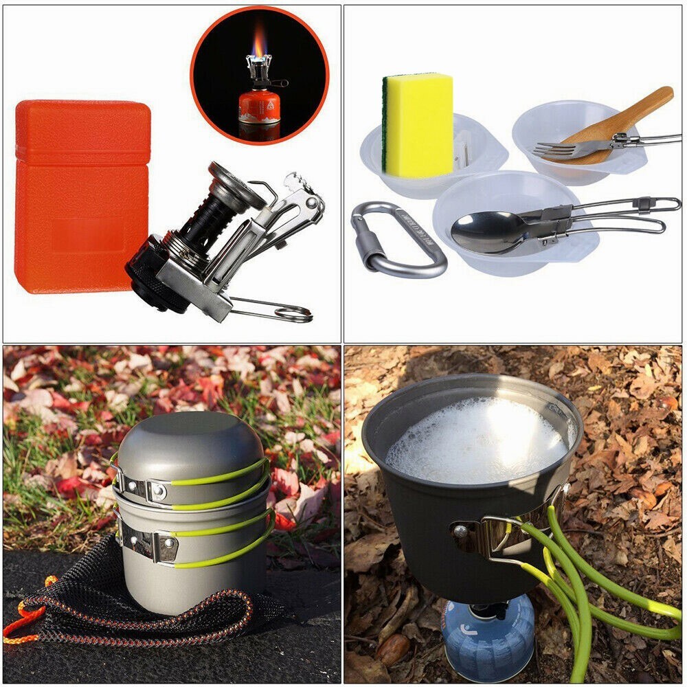 Portable Gas Camping Stove Butane Propane Burner Outdoor Hiking Picnic Cookware