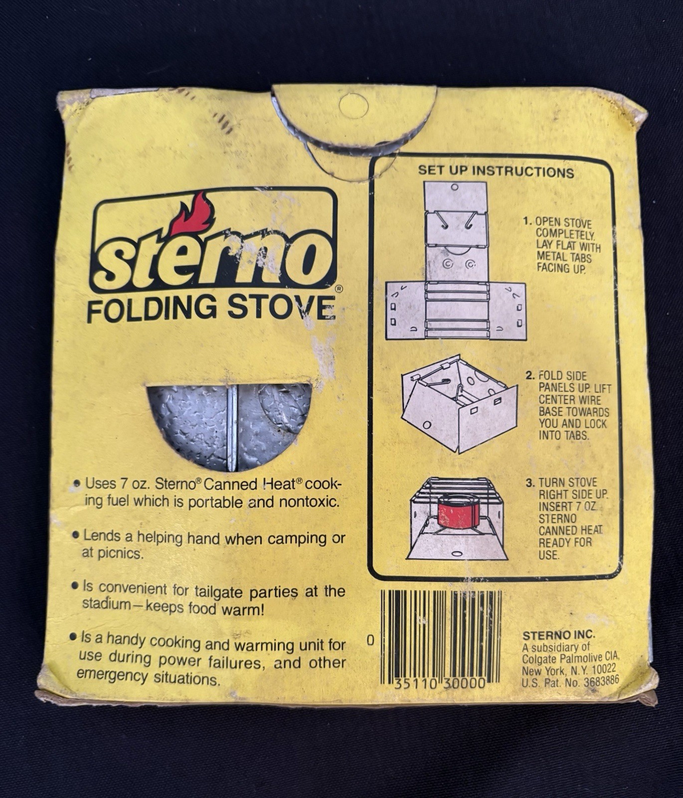 Vintage STERNO Portable Mini Folding Stove Camping / Hiking /Picnic USA Made