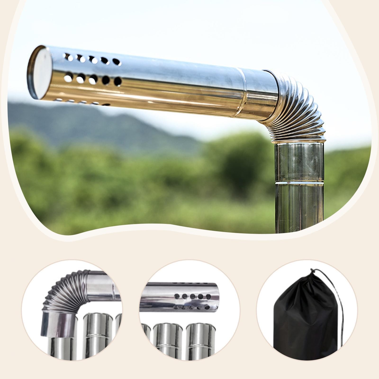 Chimney Pipe Camp Stove Pipe Tube Extension with Storage Pouch Flue Furnace Tube