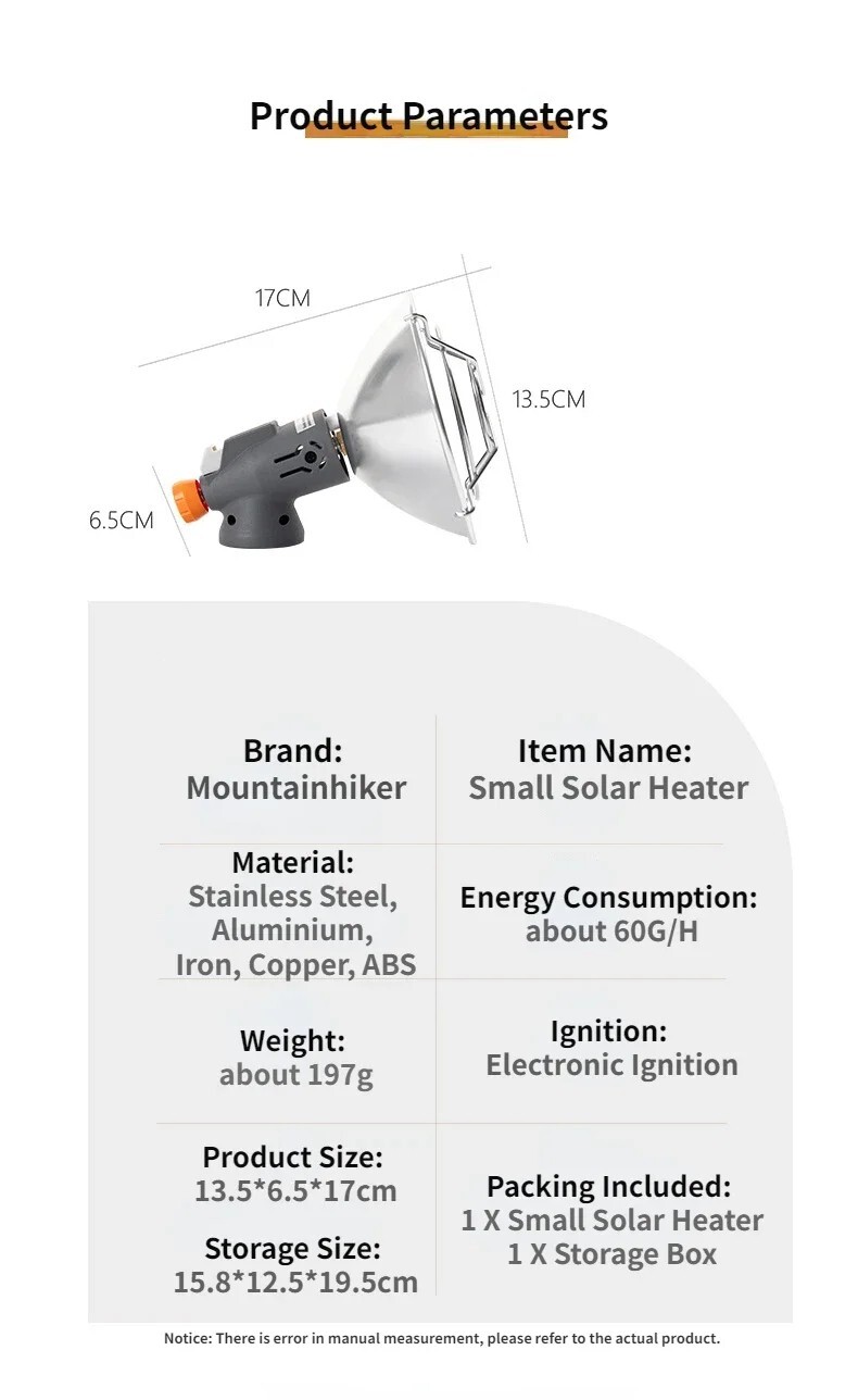 MOUNTAINHIKER Gas Heater Stove Mini Butane Heating Warmer Camp Cooker Camping AU