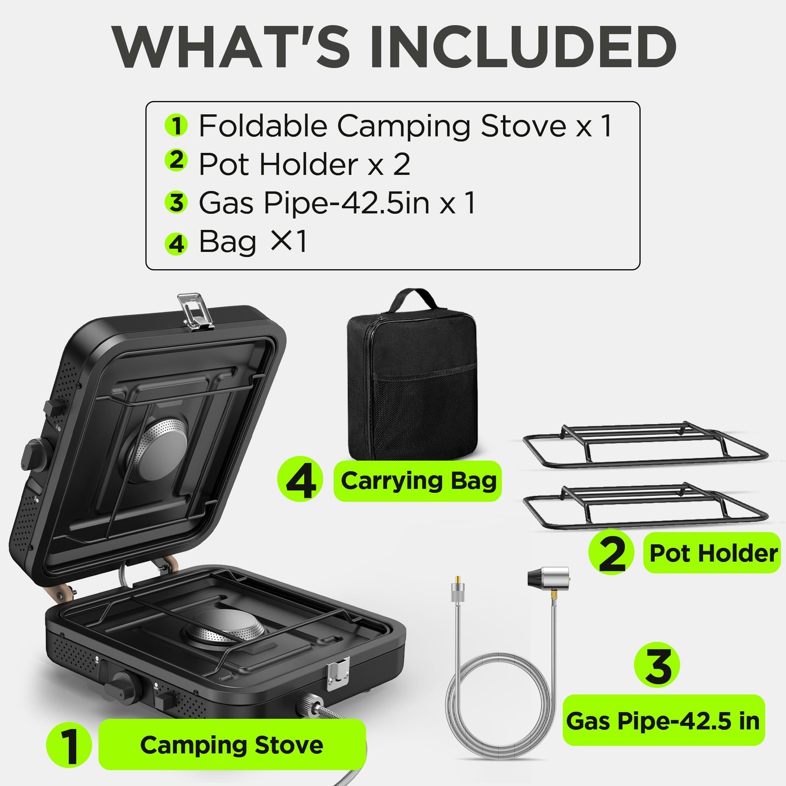 Propane Gas Stove, 17500 BTU, 2 Burner Folding Portable Camping Stove with Ca…