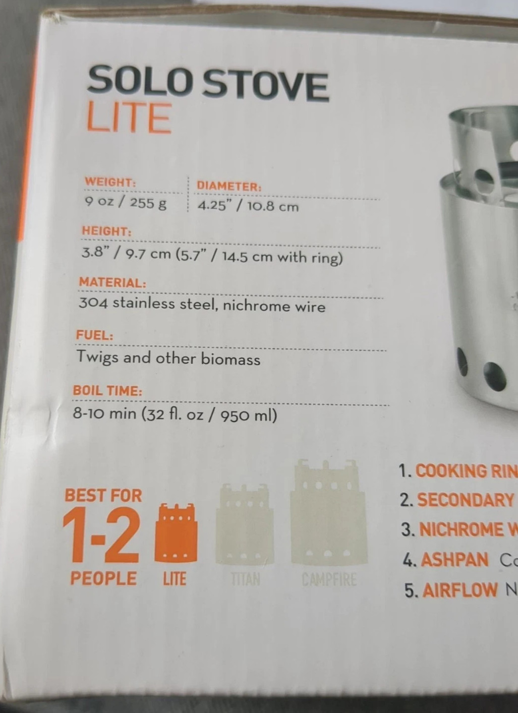 Solo Stove Lite Wood Burning Steel Stove Low Smoke Backpacking Camping New NIB