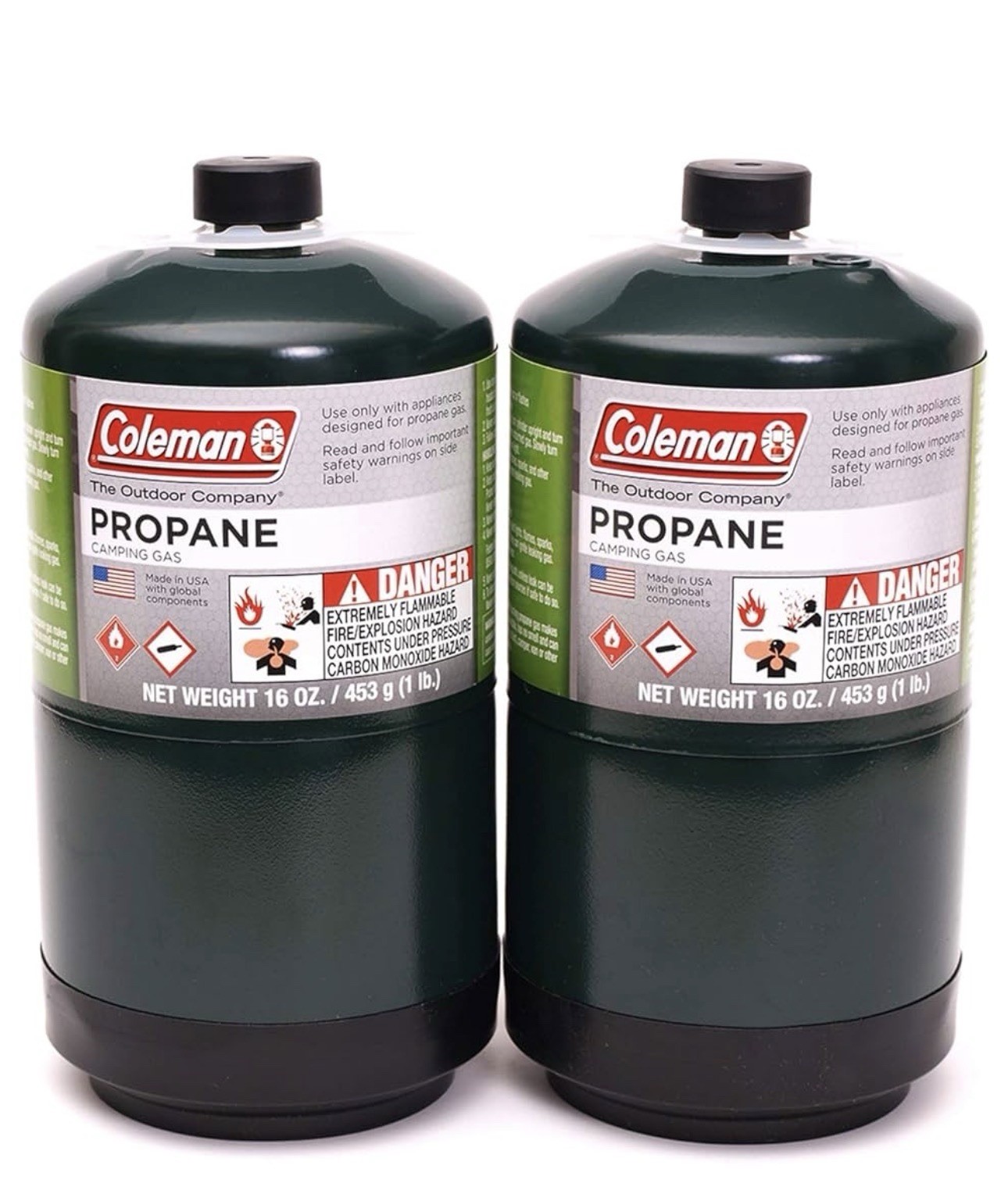 2 Pack Coleman 16oz Propane Cylinder Fuel Tank for Camping Grill Stove Heater