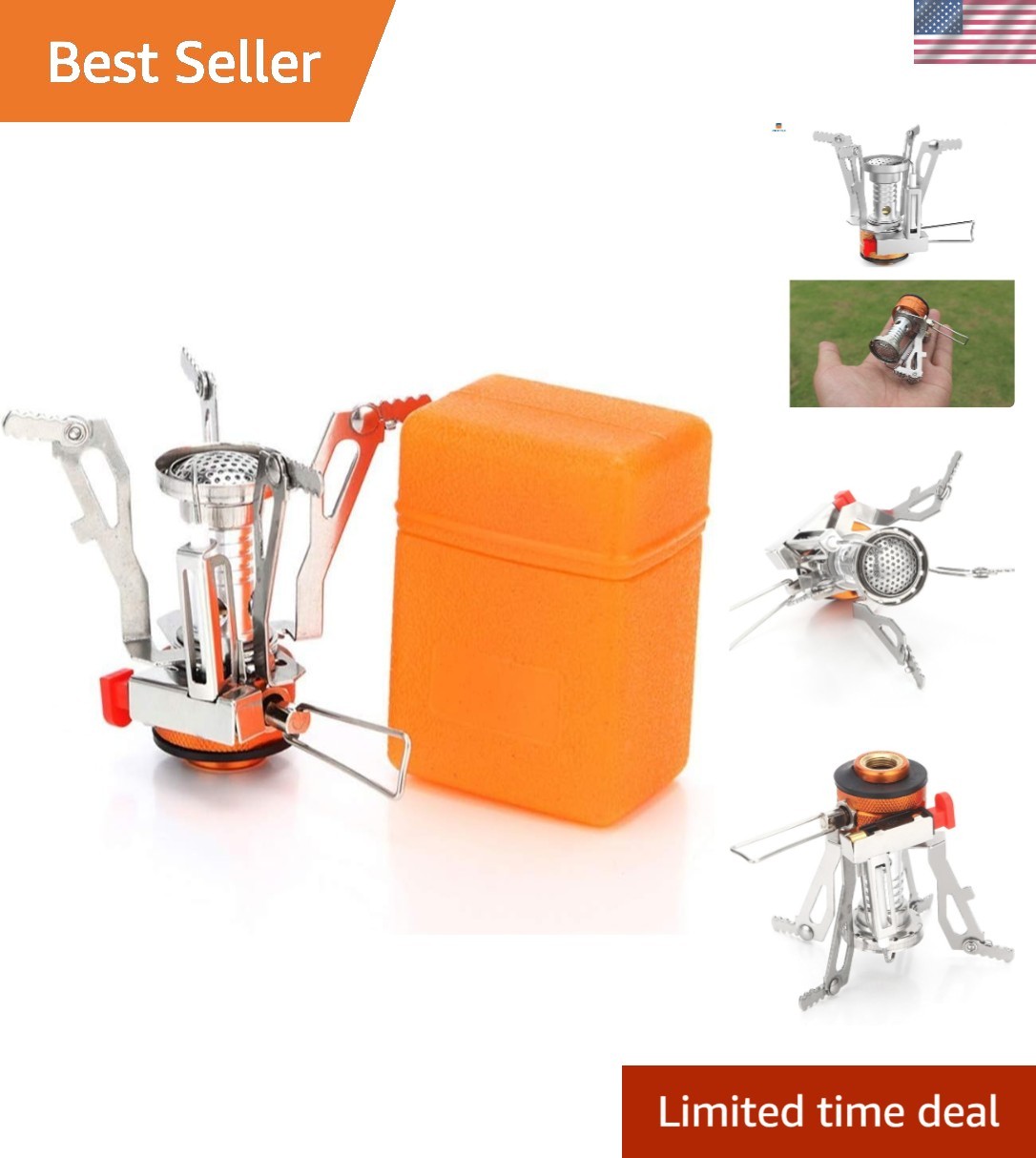 Wind-Resistant Backpacking Stove with Adjustable Flame Control, 3000W Power