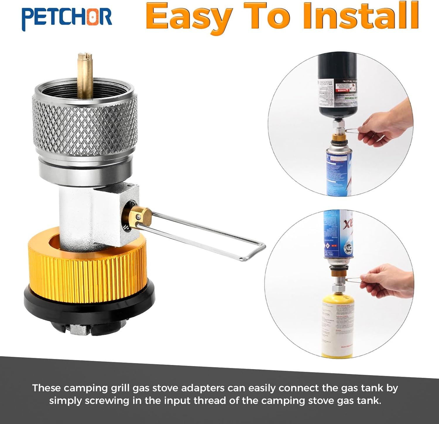 3PCS Camping Stove Gas Refill Adapter Set, Propane Isobutane Butane Valve Conver