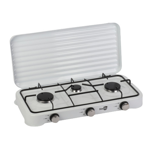 Camping Gas Stove 3 Burners Outdoor Portable 2.2kw*2+1kw*1 Desktop Cooker w/Lid