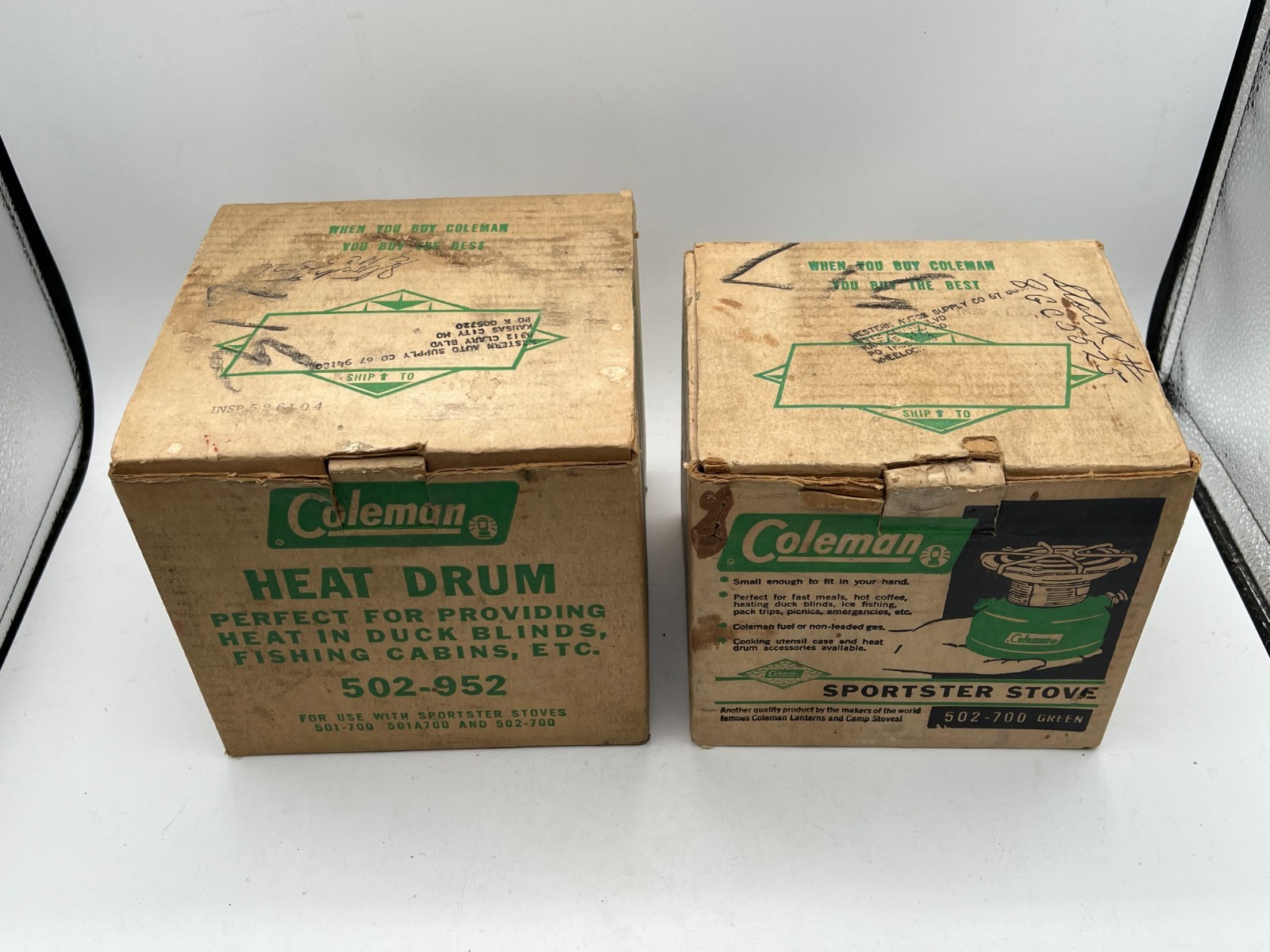 Vintage 1964 Coleman 502-700 Sportster Camp Stove & Heat Drum 502-952 w/ Boxes