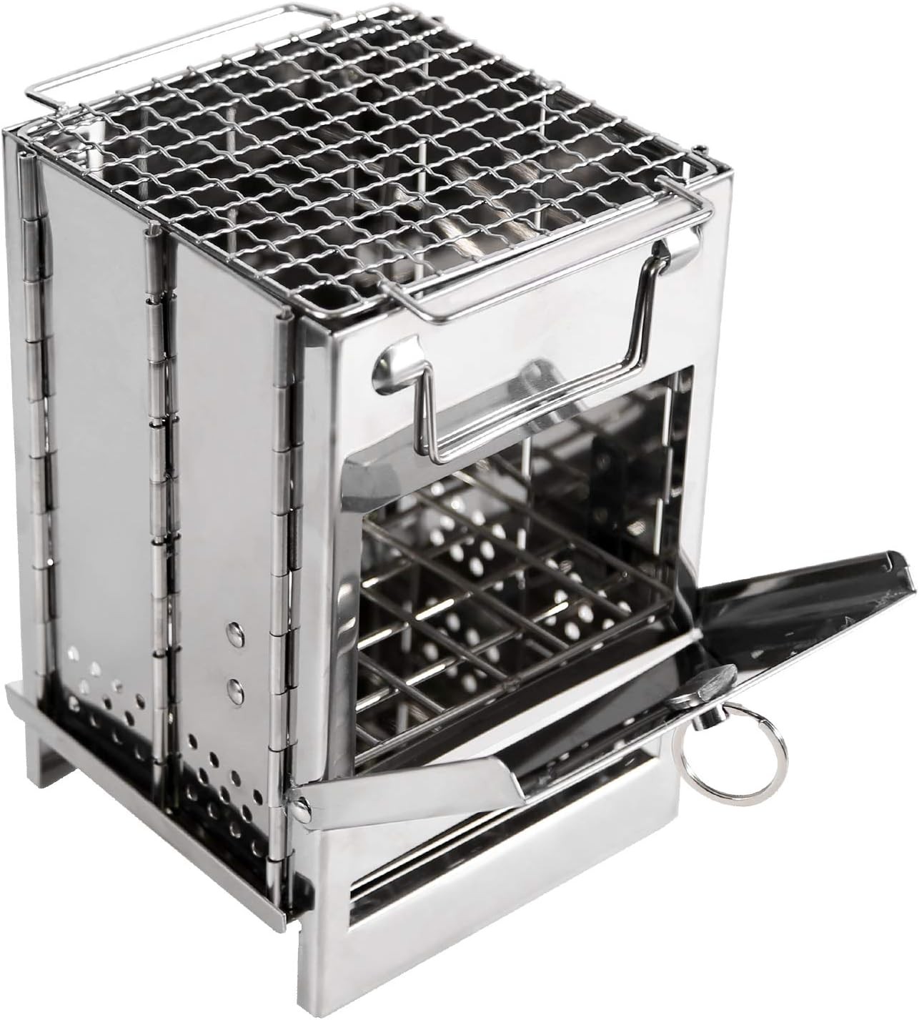 Wood Burning Folding Camp Stove BBQ Stainless Steel Portable Camping Hiking