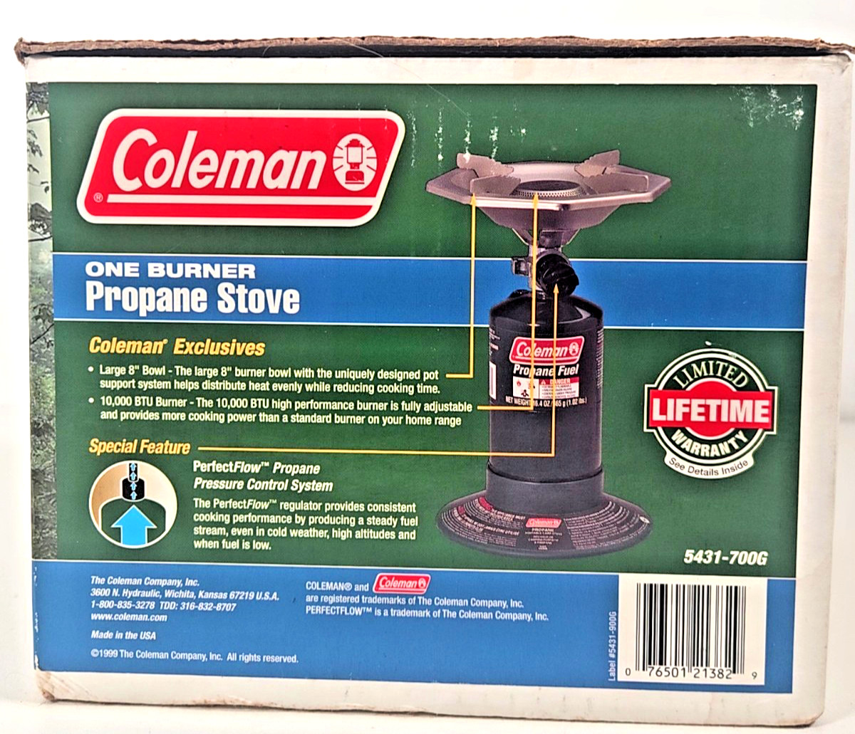Coleman Perfect Flow One Burner Propane Bottletop Stove 5431 Stainless Camping