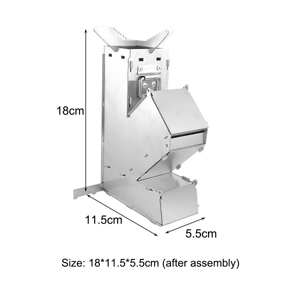 BBQ Rocket Stove Stainless Steel Cooking Stove Portable Collapsible Camping Stov