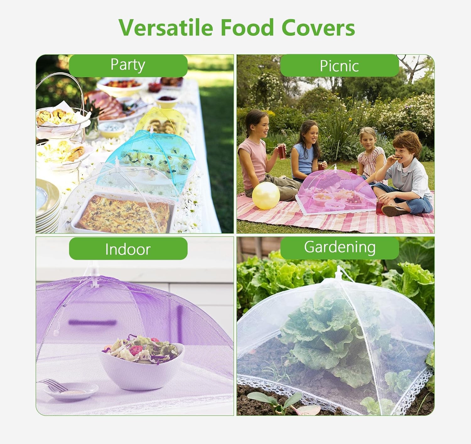 6 Pack Colored Pop-Up Mesh Food Cover Tent for Outside,17 Inches Reusable and