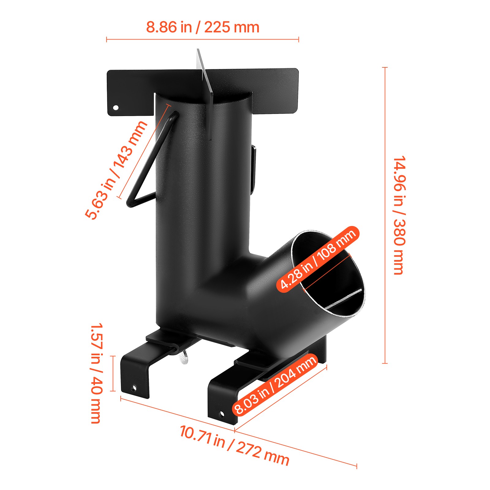 Uimoso Portable Camping Rocket Stove, Wood-Fueled, Carbon Steel, Black