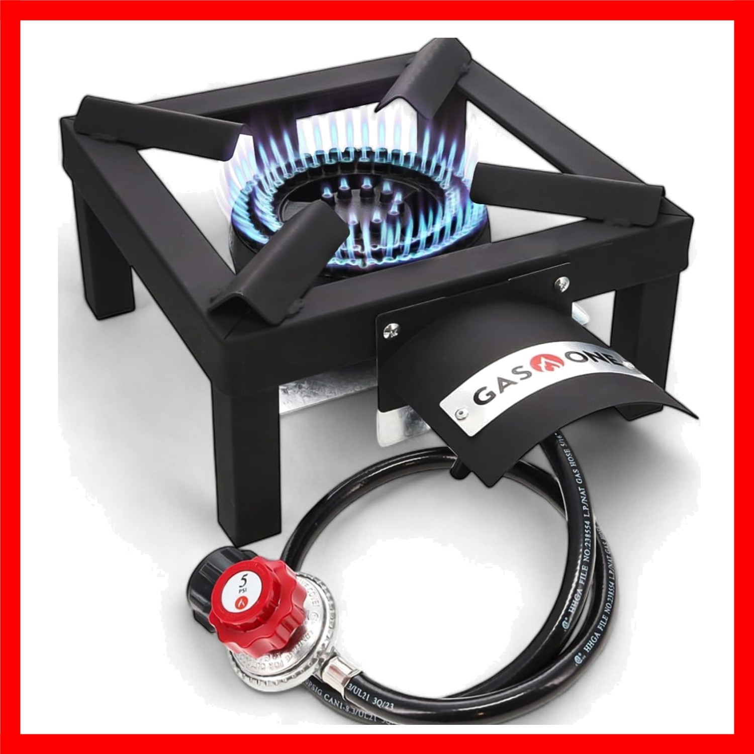 High-Output Outdoor Propane Burner with Heat Shield & Safety Guard