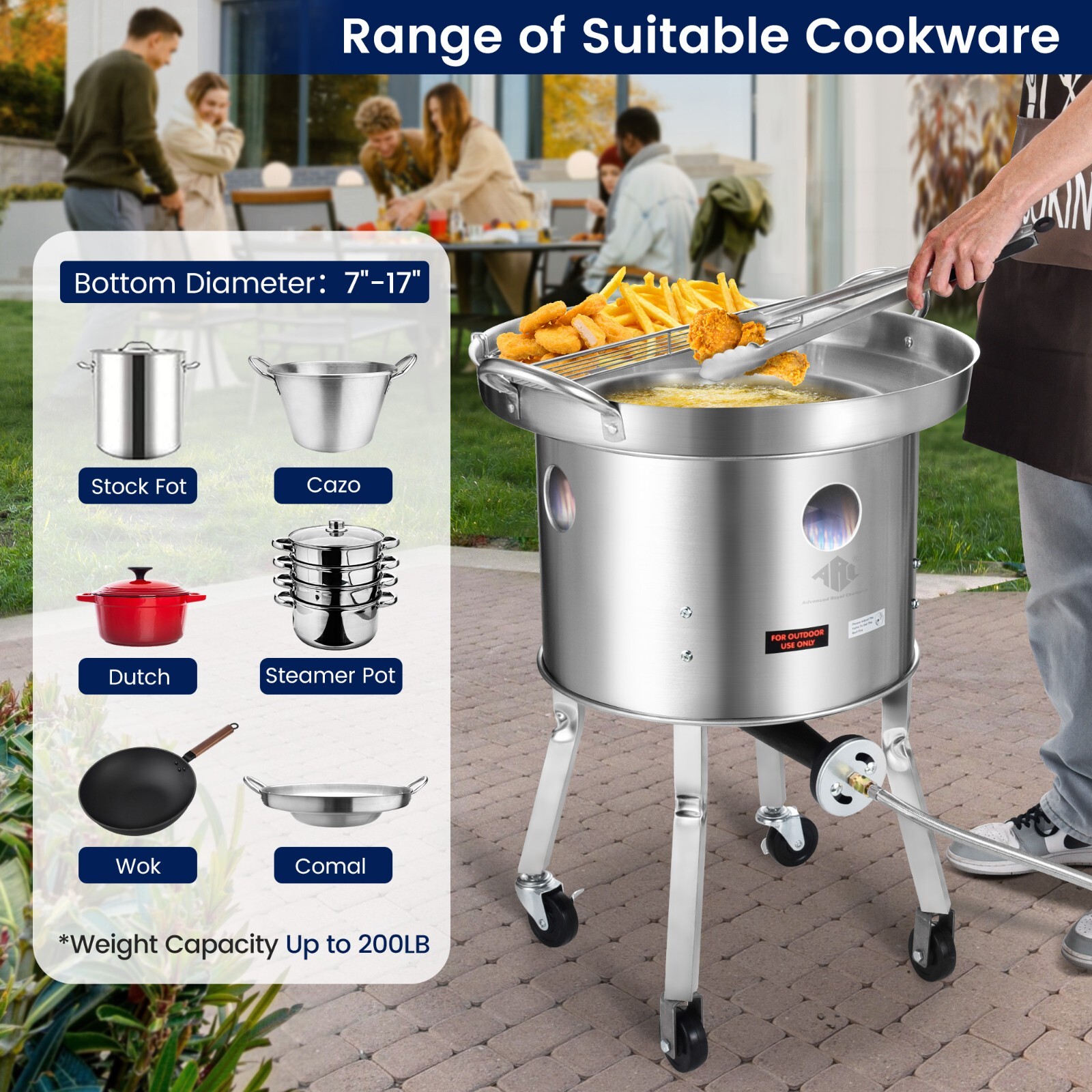 Stainless Steel 200,000 BTU. Single Propane Burner For Outdoor Cooking Gas Stove