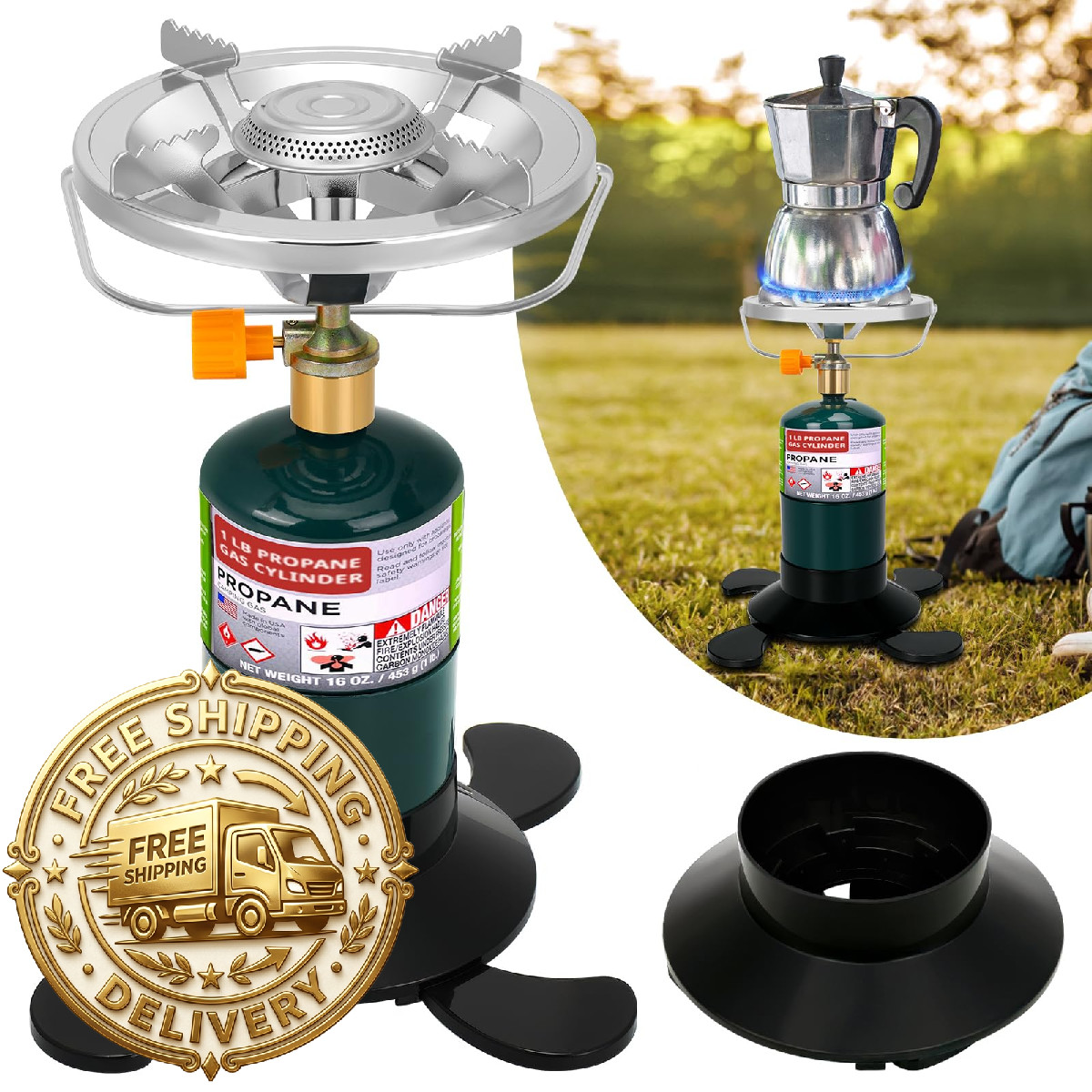 Heathive Camping Stove Propane Burner Portable Camp Stove Foldable Gas Tank