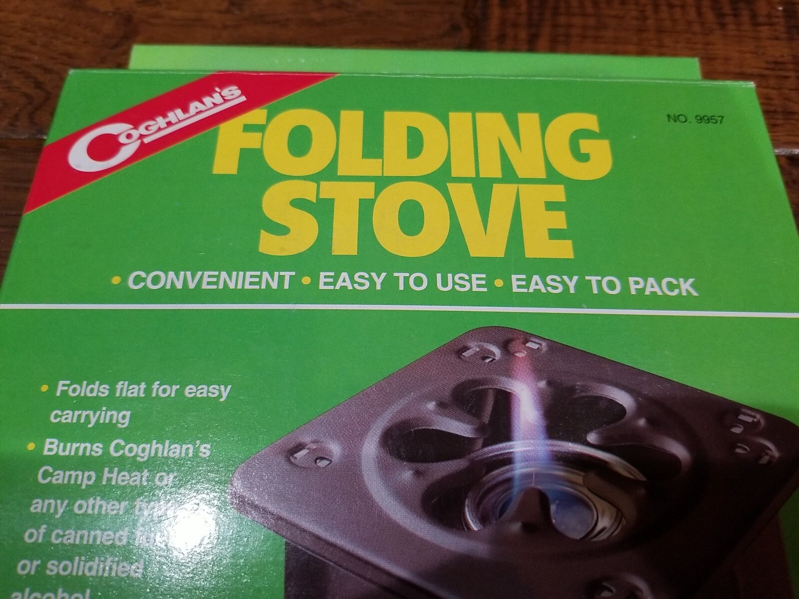 Coghlan’s Folding Stove #9957 Coated Steel Portable Folds Flat Burns Solid Fuel