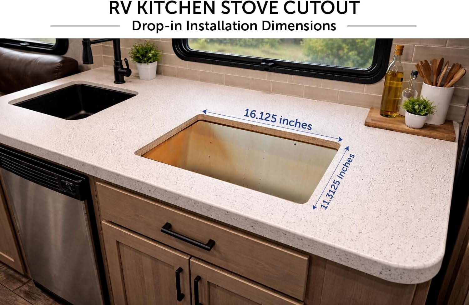 Flame King 2 Burner Drop In Propane Stove & Wind Shield For RV Camping LP Silver