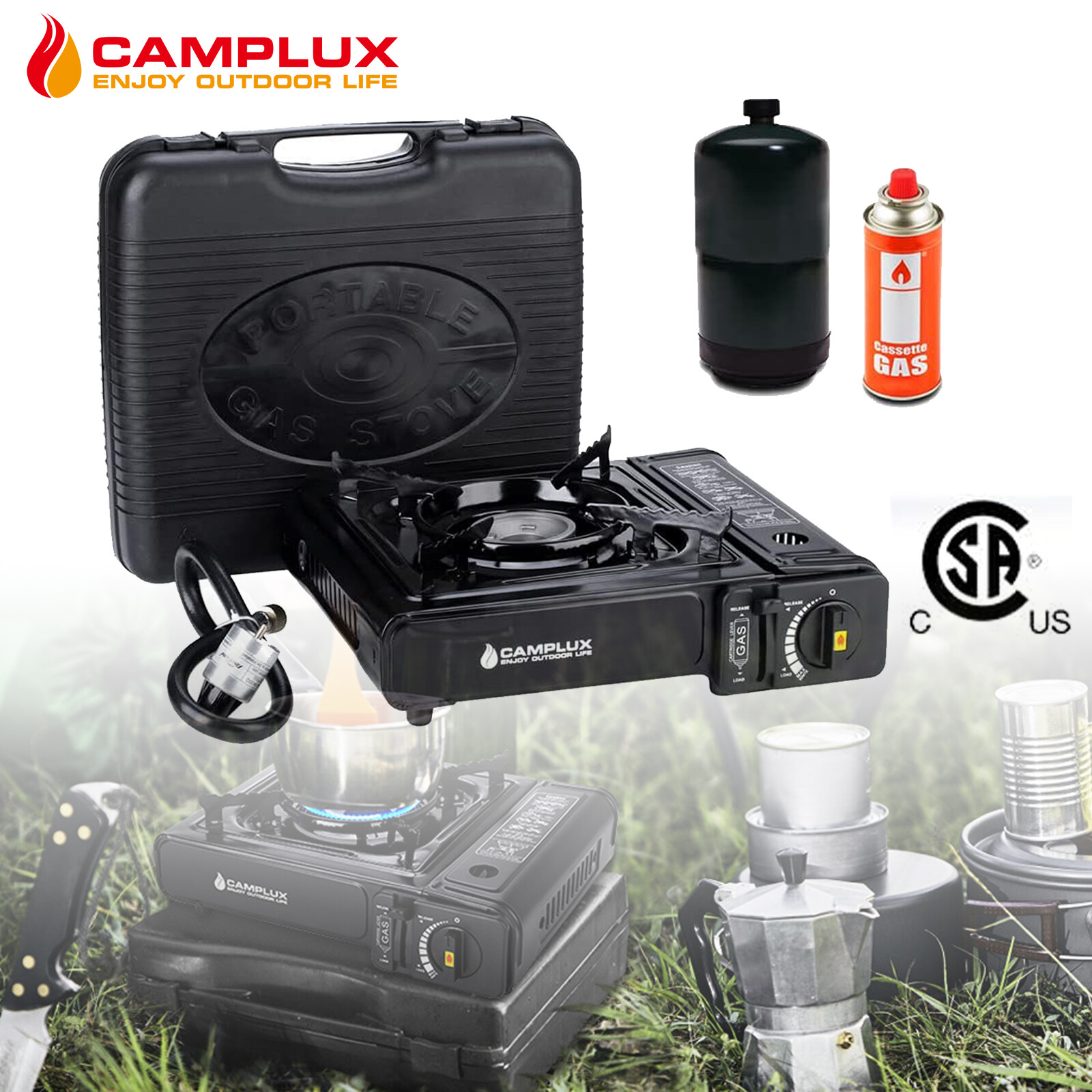 Camplux Tabletop Portable Gas Stove w/Case Single Burner Outdoor Camping Grill