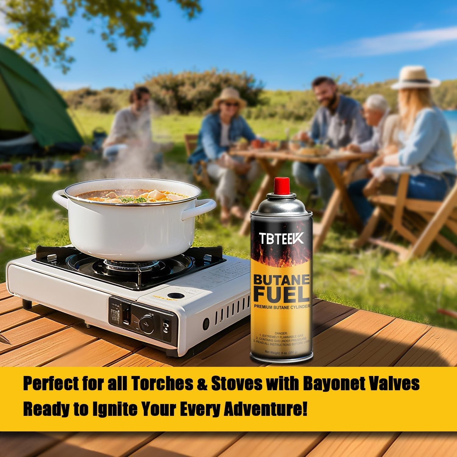 Butane Fuel Canister 4 Pack for Camping Stove, Emergency Use, Leak-proof Nozzle,