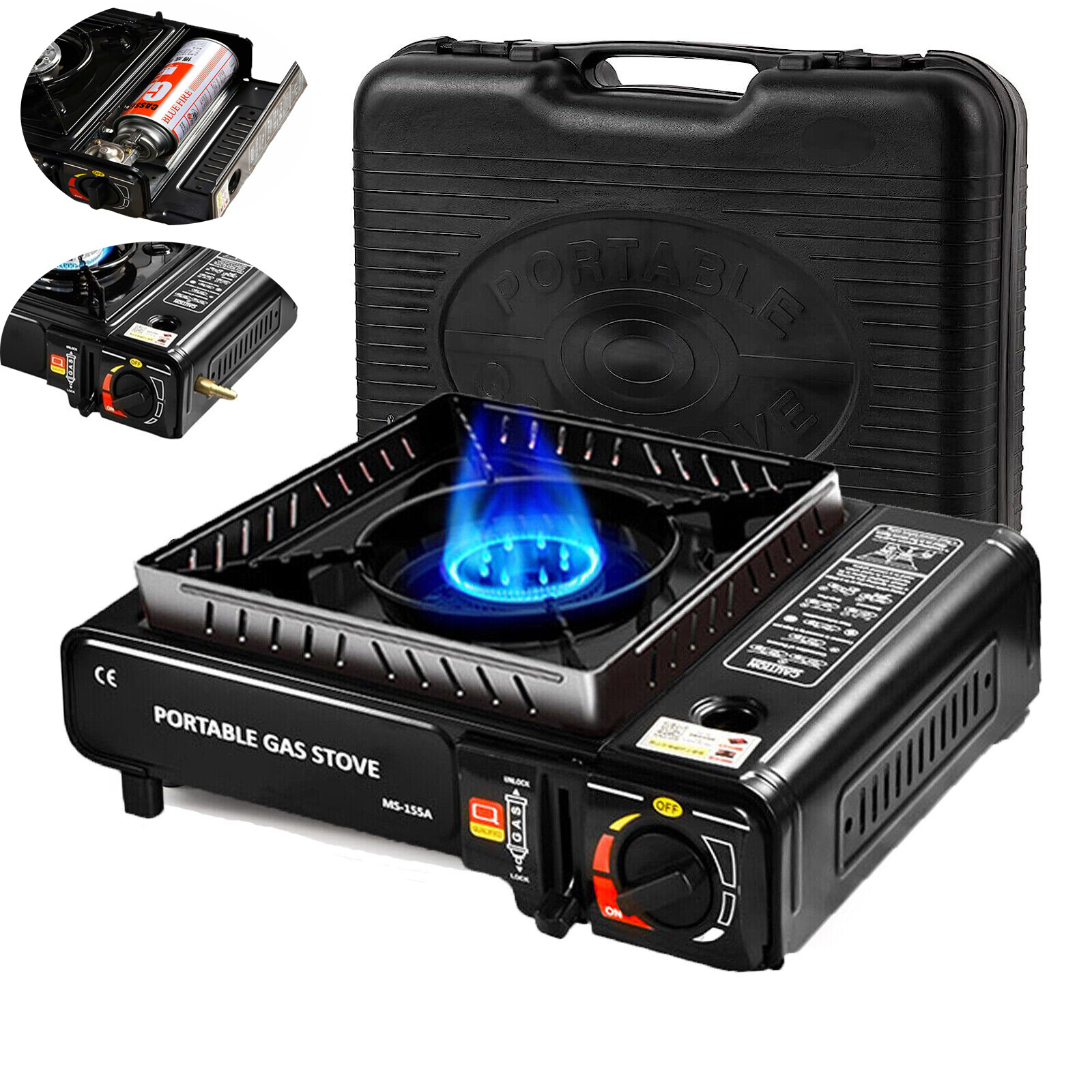 1/2/3 Stove Portable Camping Gas Stove Cast Iron Propane Burner Single/Dual Fuel