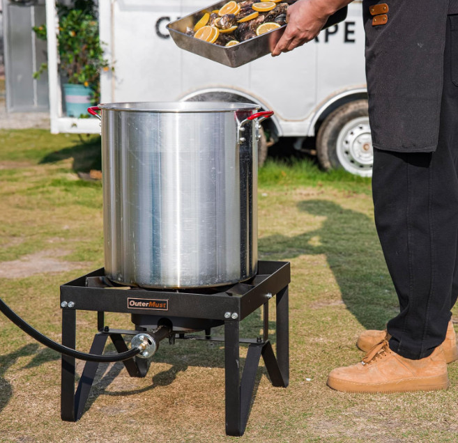 Heavy Duty Outdoor Propane Burner Stove w/ 10 PSI Regulator