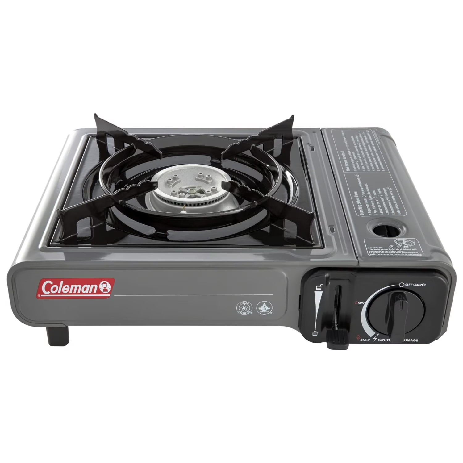 Tabletop Butane Gas Camping Stove, 1-Burner, Gray